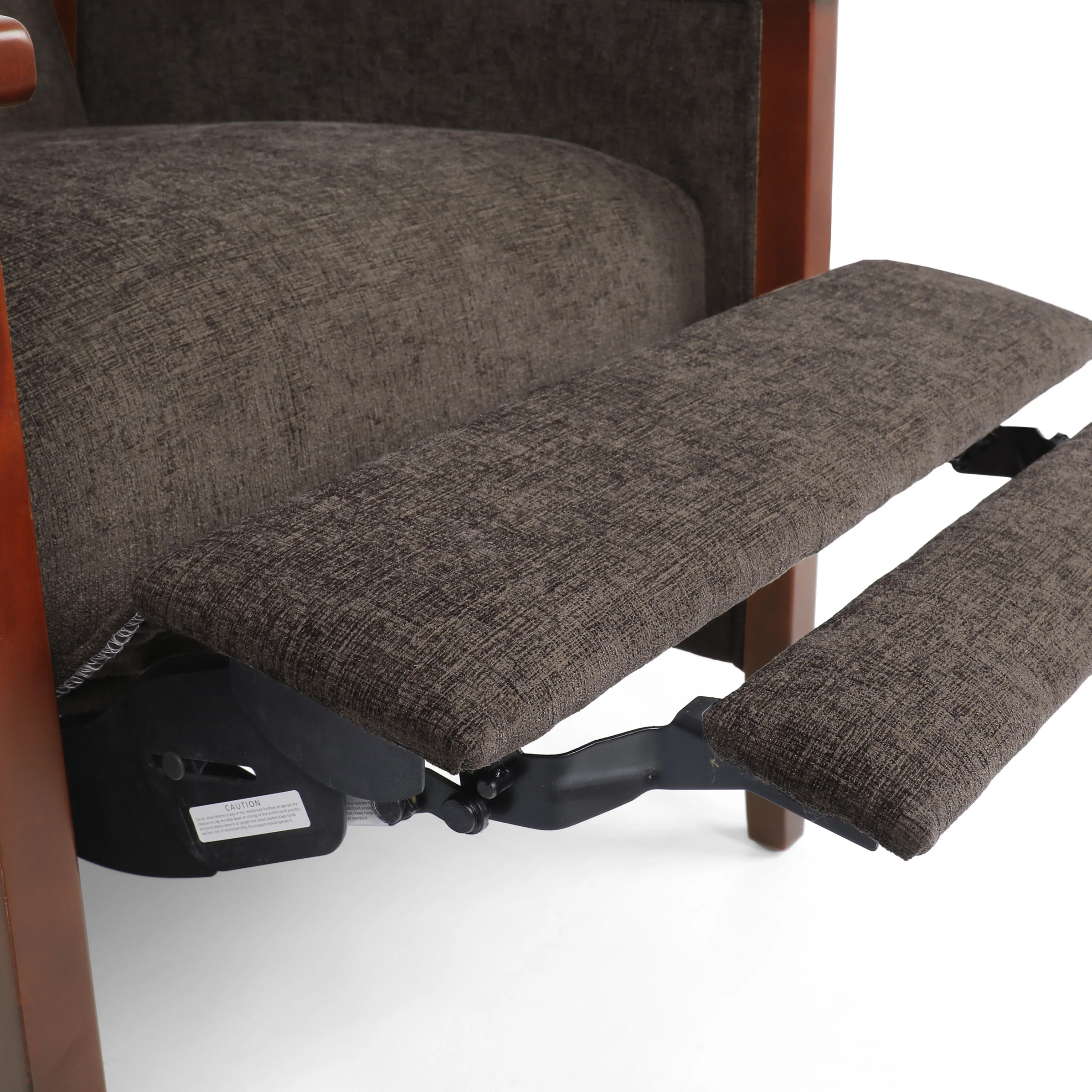 Ambleside Mid Century Modern Fabric Upholstered Wood Pushback Recliners, Set of 2 - furnishings