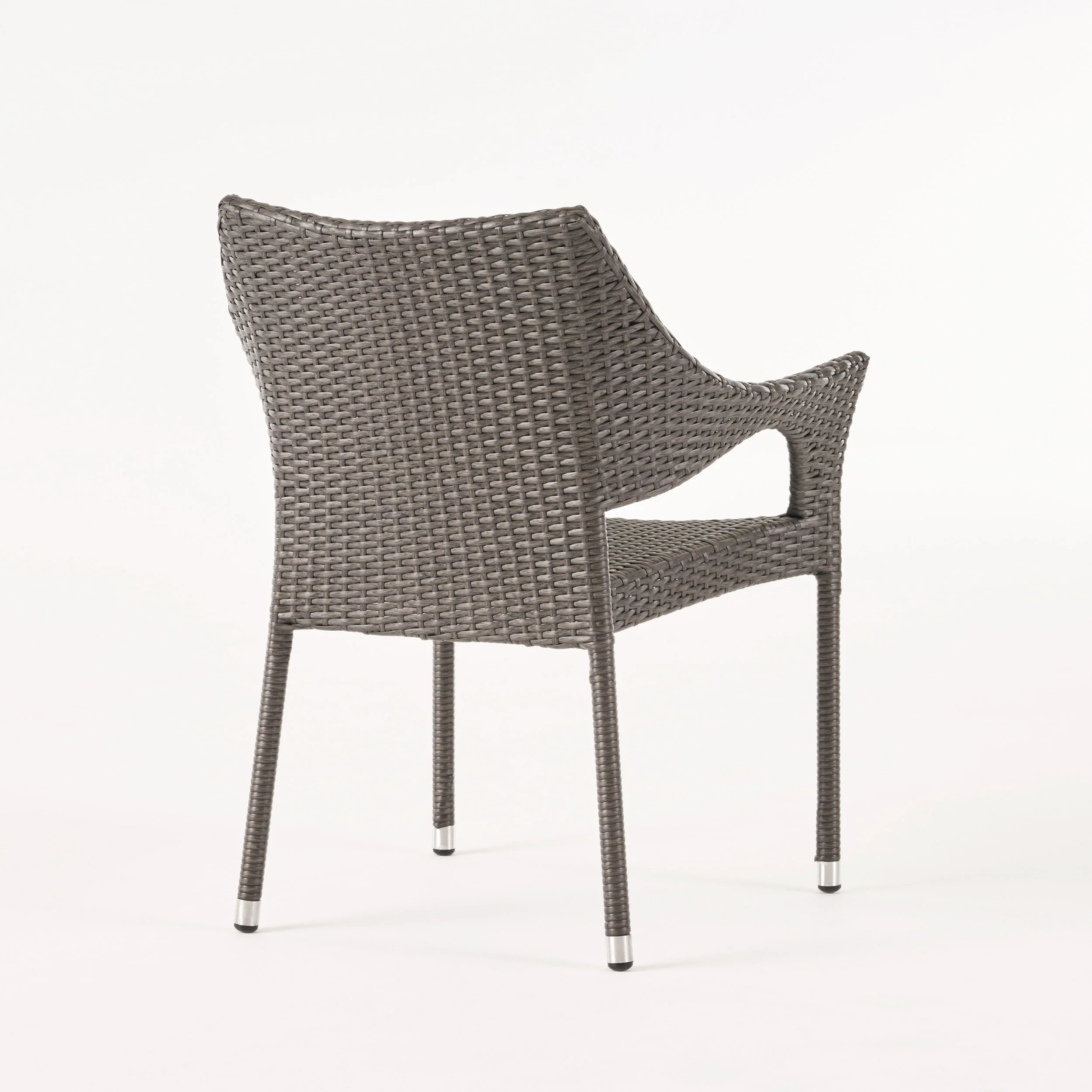 Durango Outdoor 7 Piece Gray Wicker Rectangular Dining Set with Stacking Chairs - furnishings