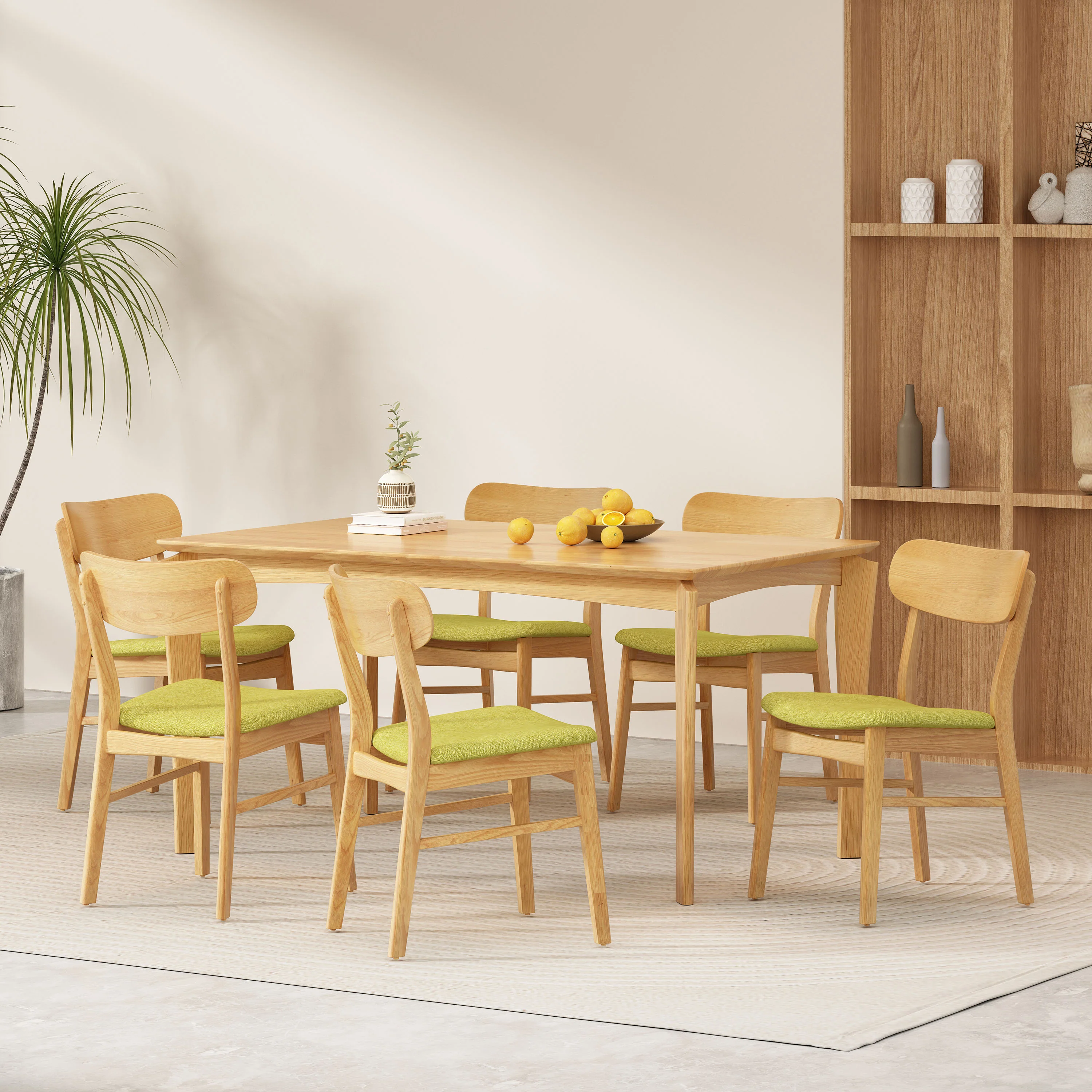 Carmody Wood and Fabric 7 Piece Dining Set - furnishings