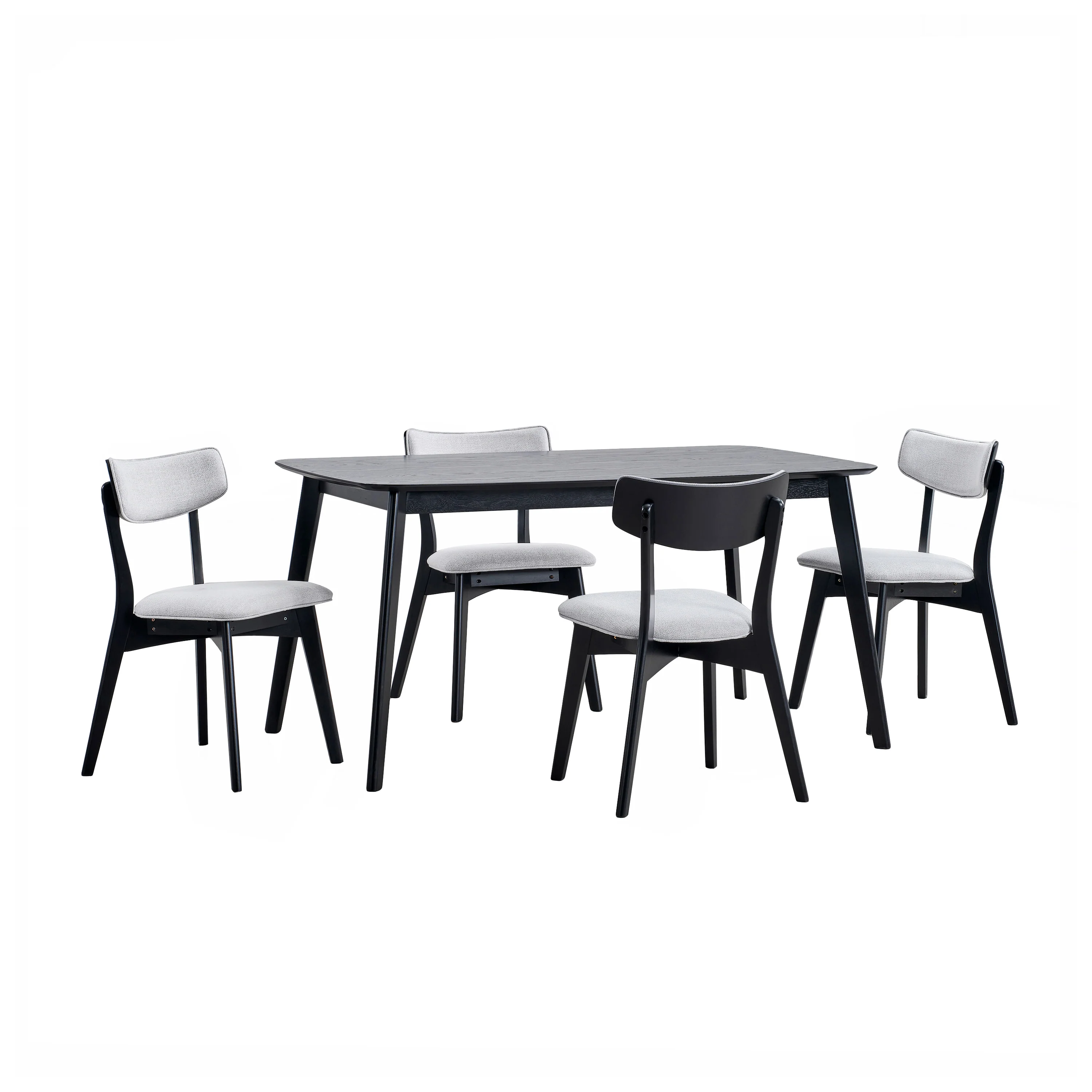 Aman Mid Century Finished 5 Piece Wood Dining Set with Fabric Chairs - furnishings