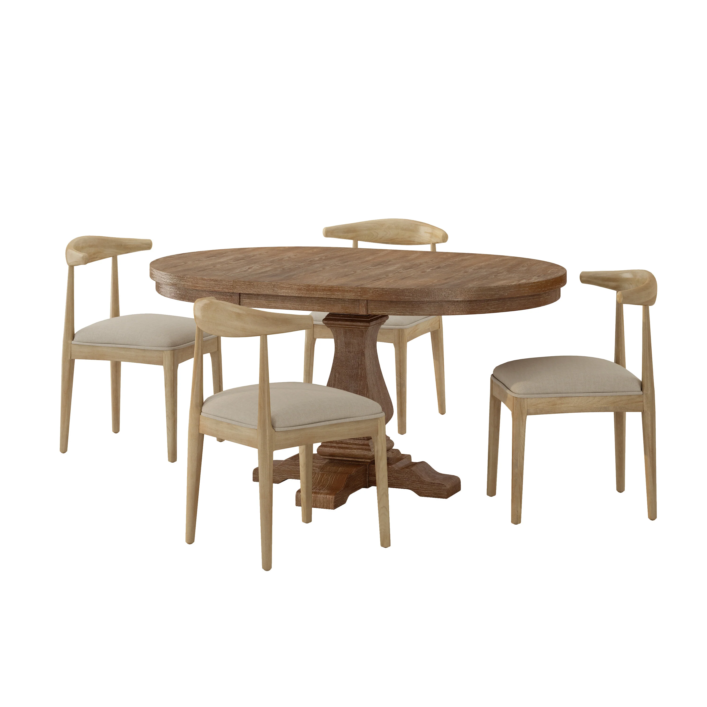 Denell Contemporary Fabric Upholstered Wood 5 Piece Dining Set - furnishings