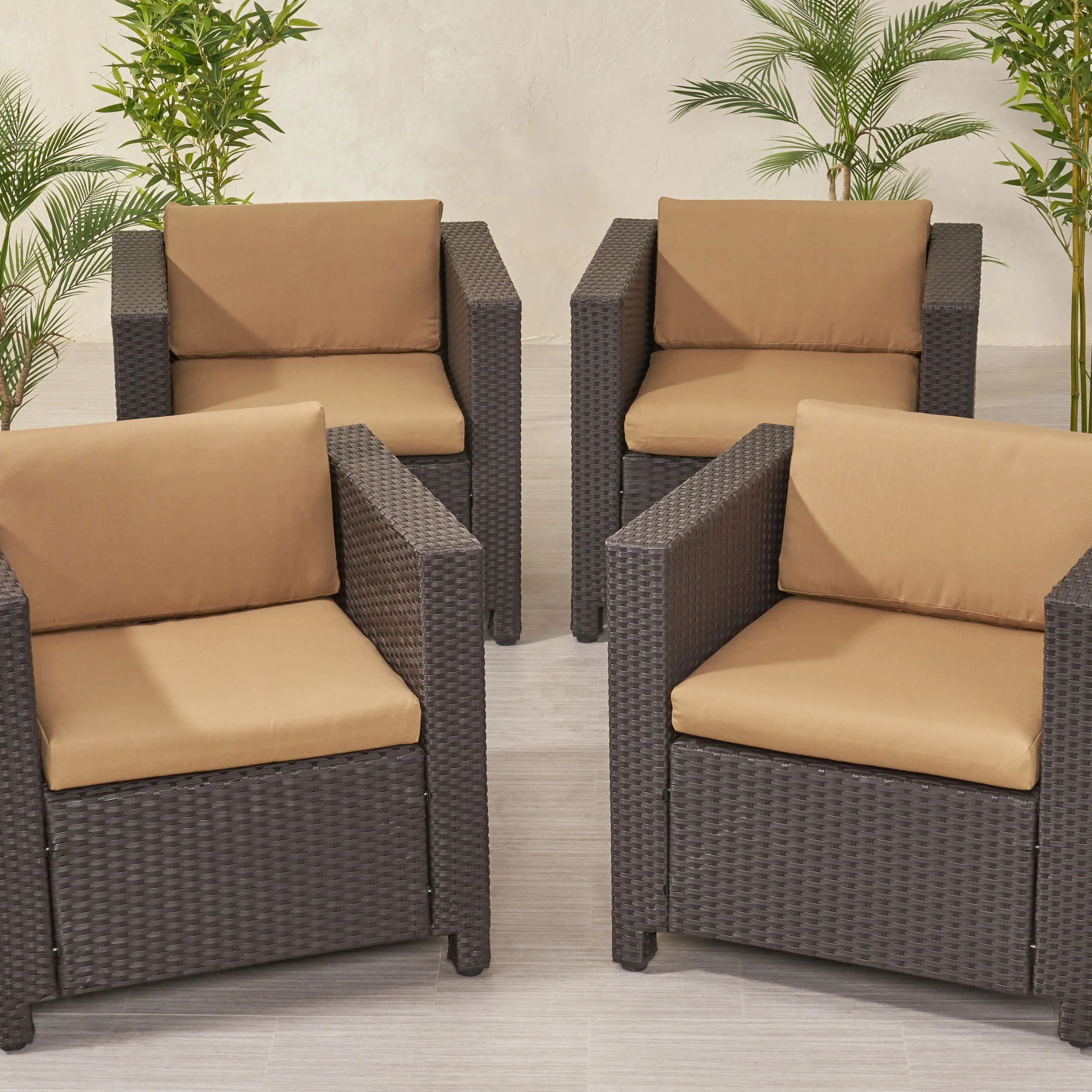 Illyria Outdoor Water Resistant Fabric Club Chair Cushions (Set of 4) - furnishings