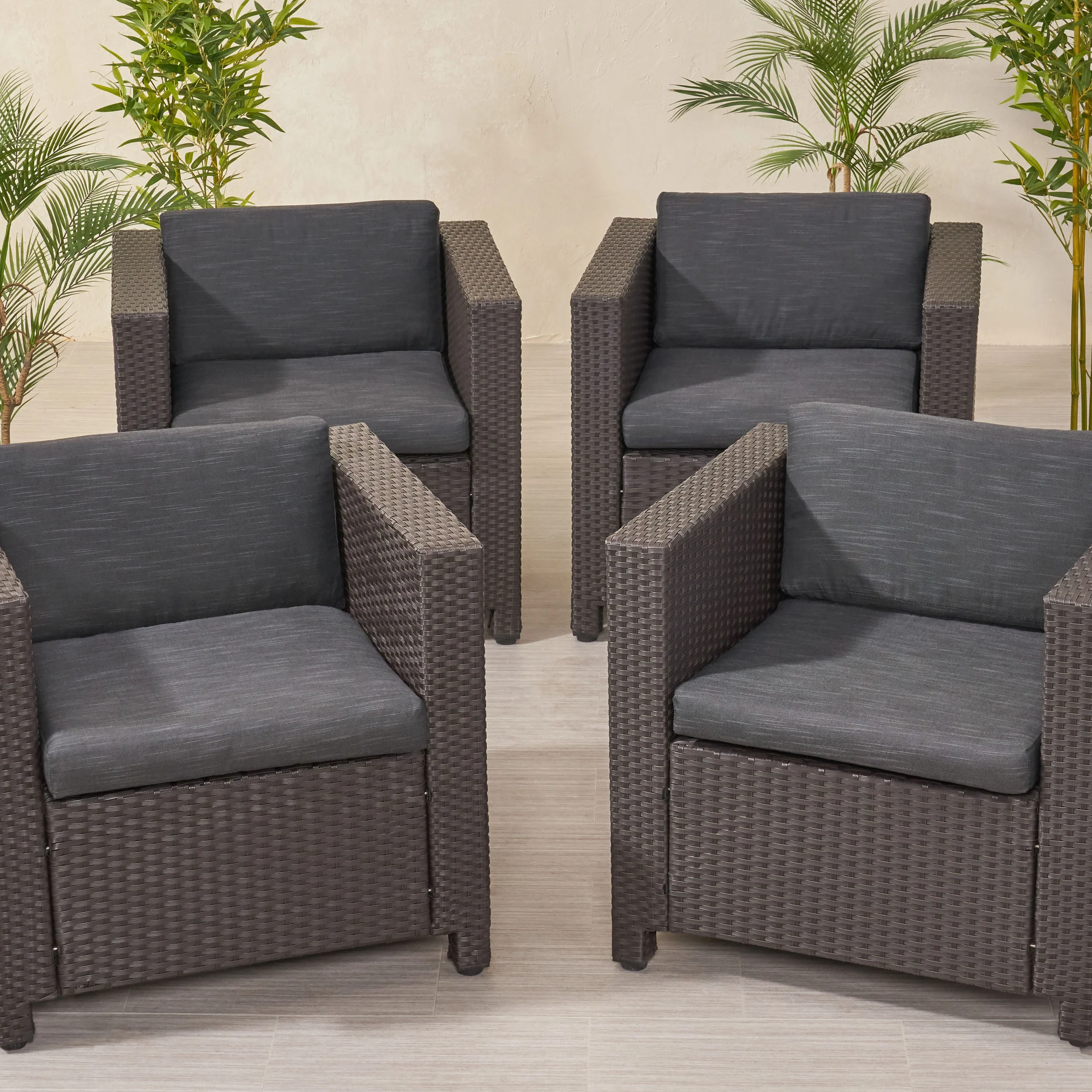 Illyria Outdoor Water Resistant Fabric Club Chair Cushions (Set of 4) - furnishings