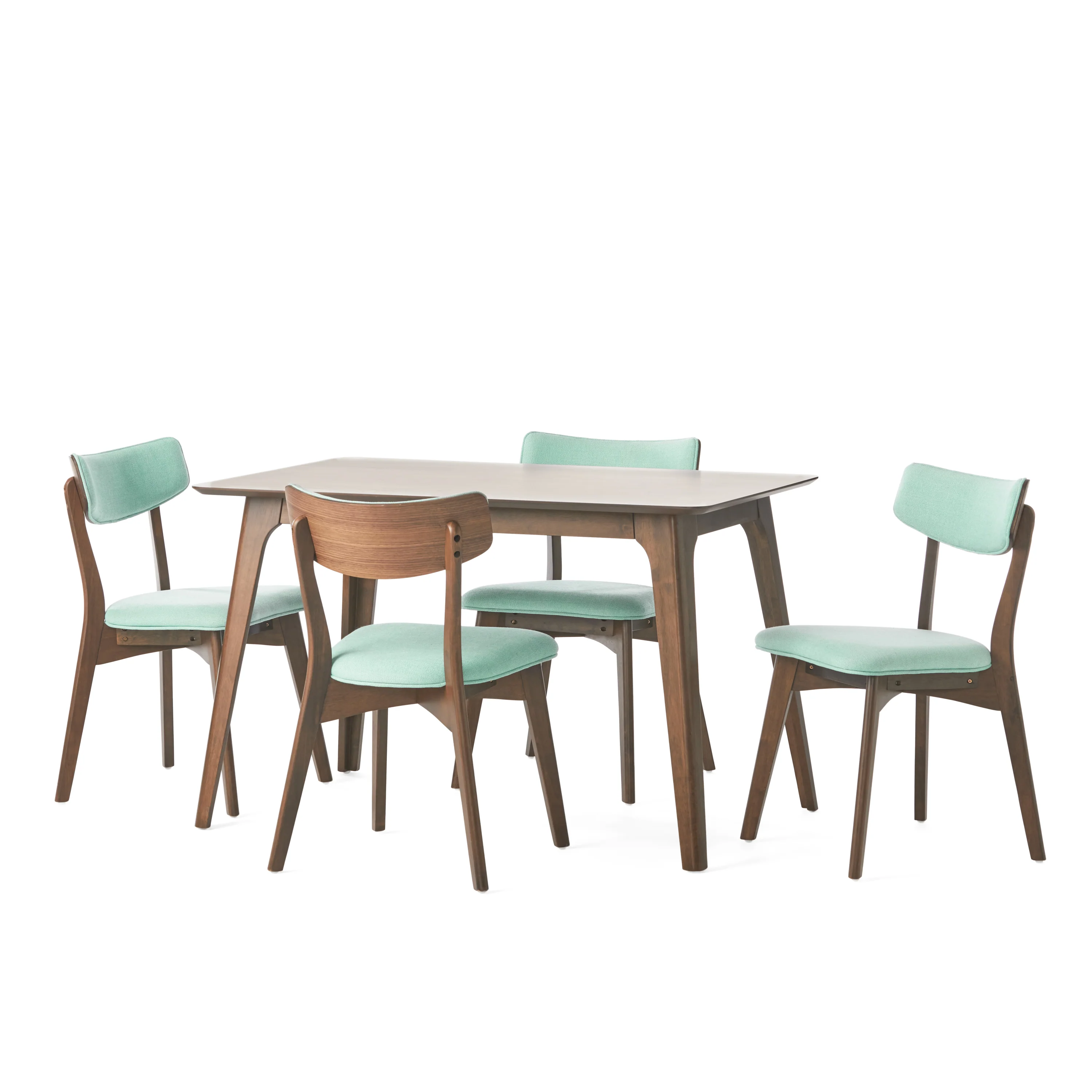 Meanda Mid Century Finished 5 Piece Wood Dining Set with Fabric Chairs - furnishings