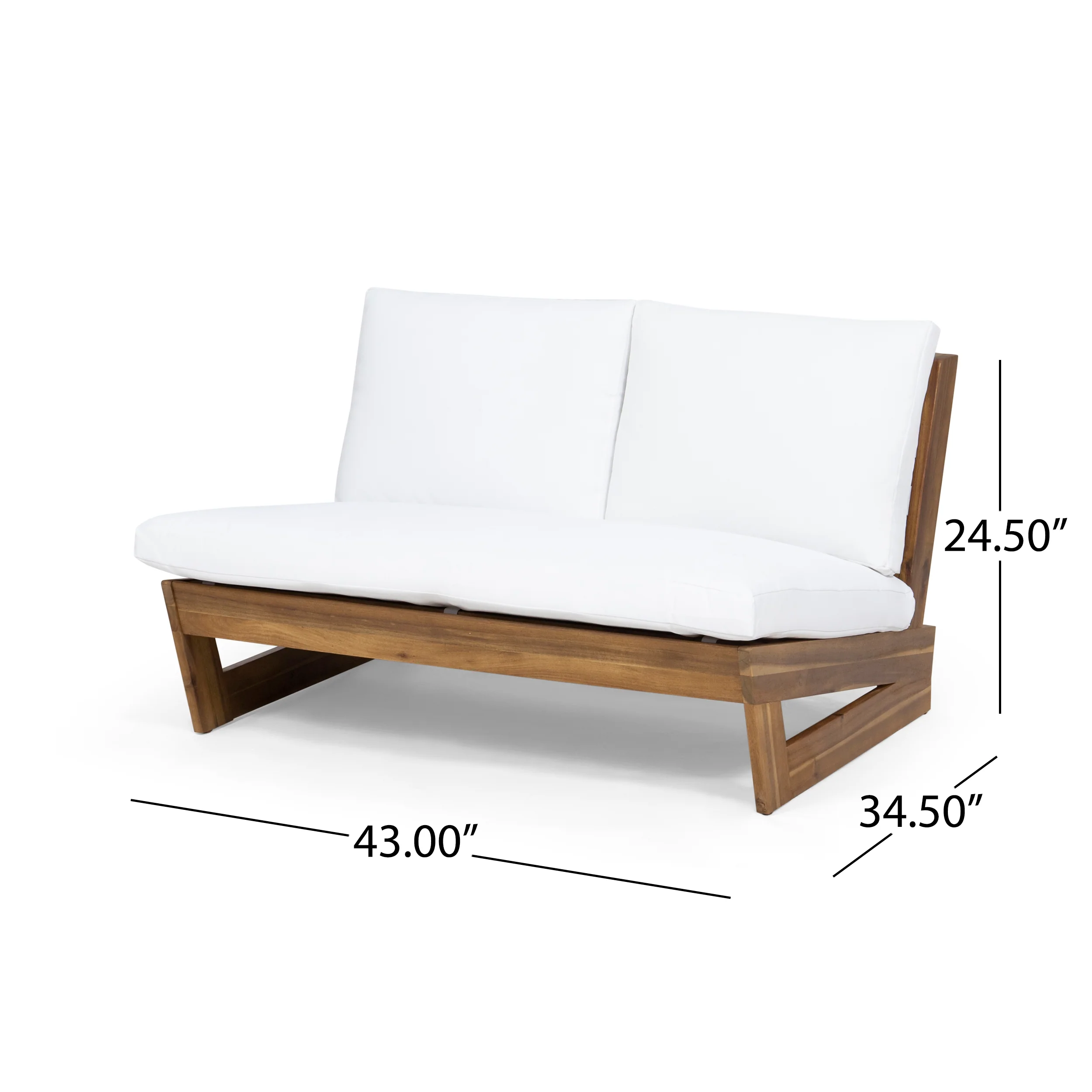 Emma Outdoor Acacia Wood Loveseat with Cushions - furnishings
