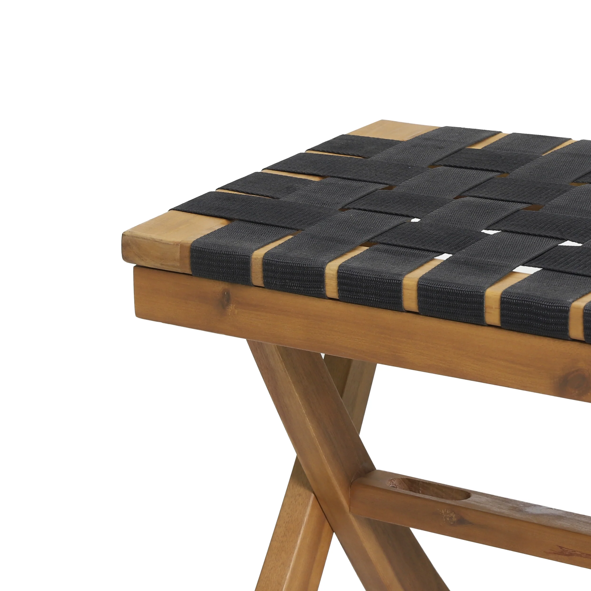 Angie Outdoor Acacia Wood Bench with Rope Seating - furnishings