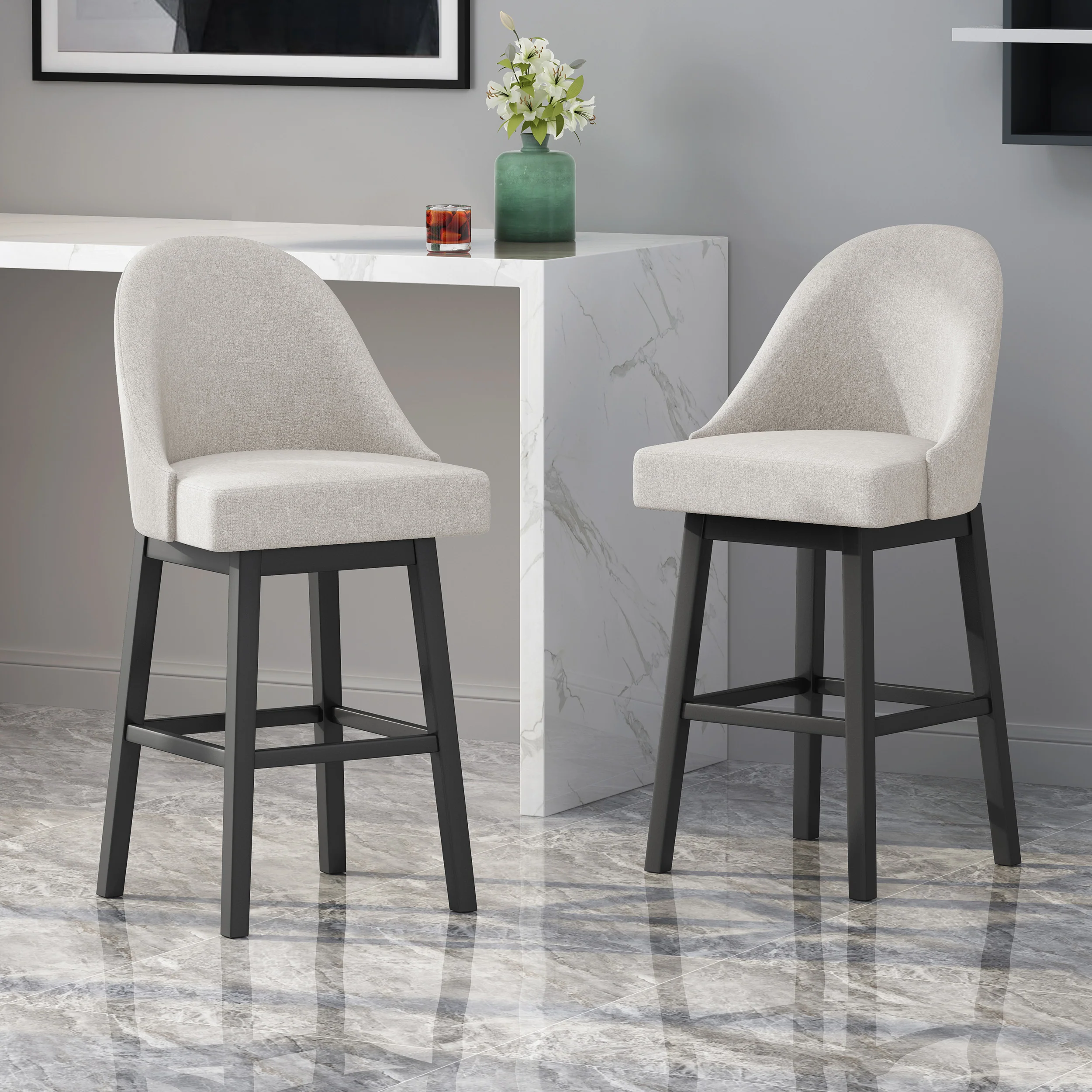 Andriel Modern Upholstered Swivel Bar Stool - furnishings