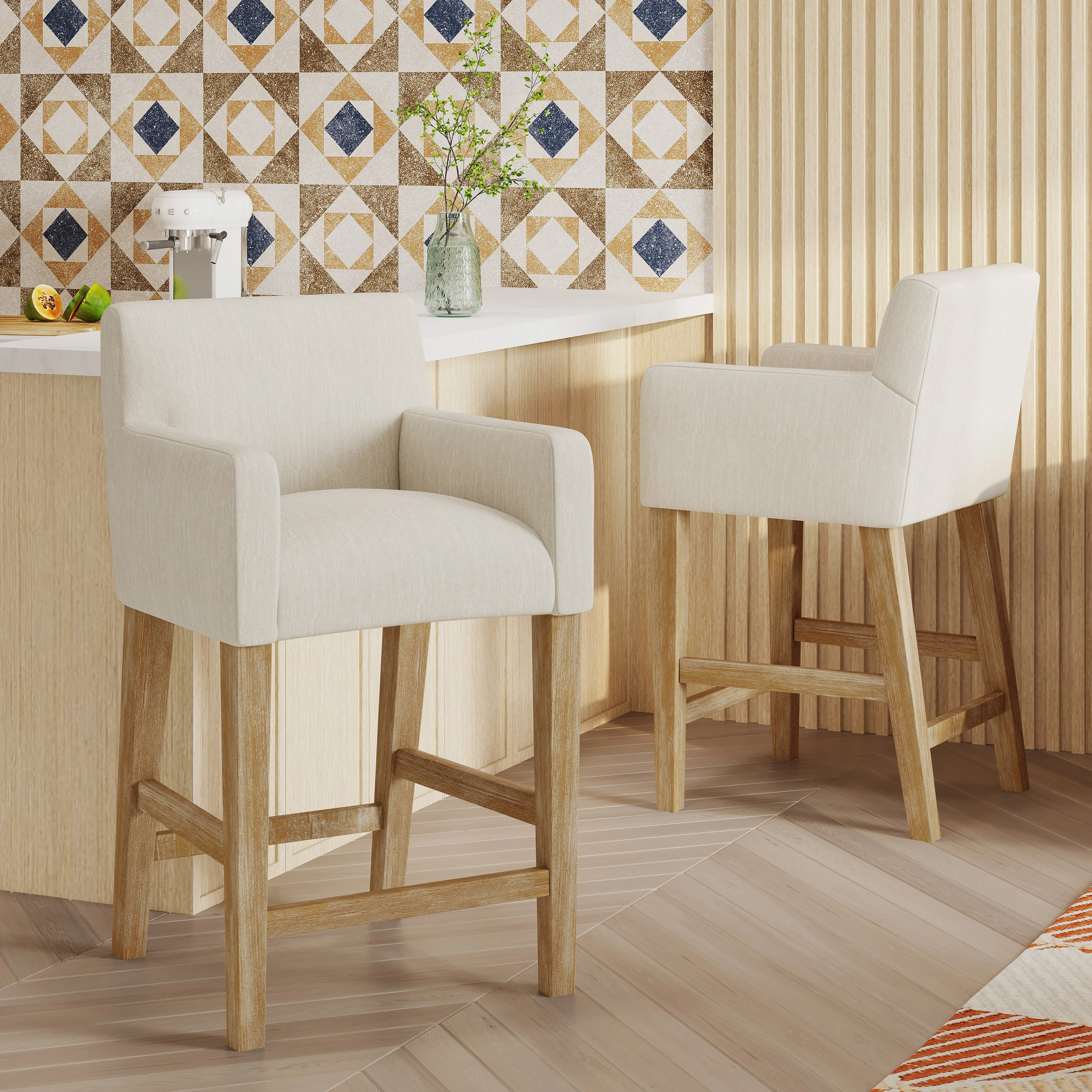 Chaparral Contemporary Fabric Upholstered Wood 26 inch Counter Stools (Set of 2) - furnishings