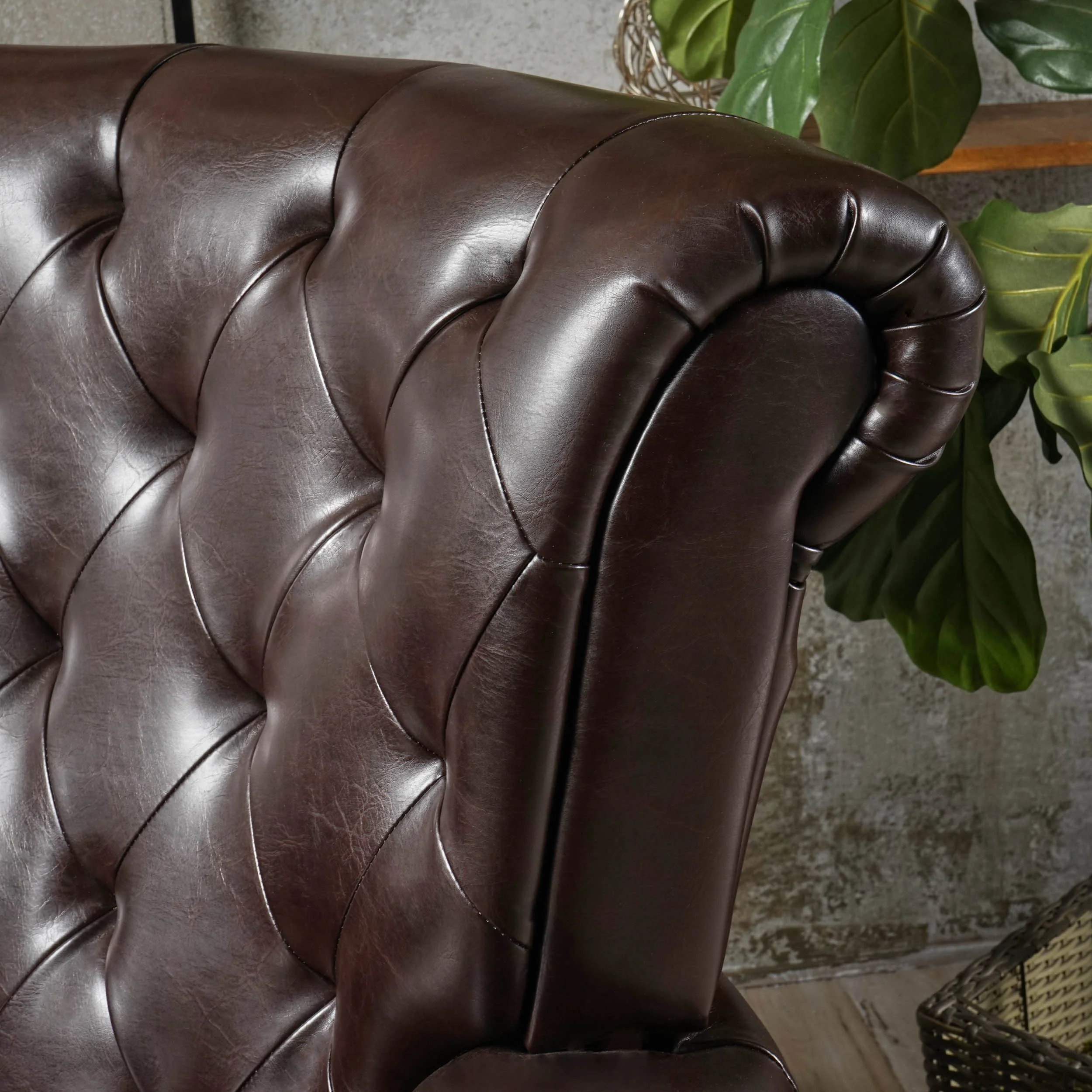 Solvang Contemporary Tufted Leather Club Chair - furnishings