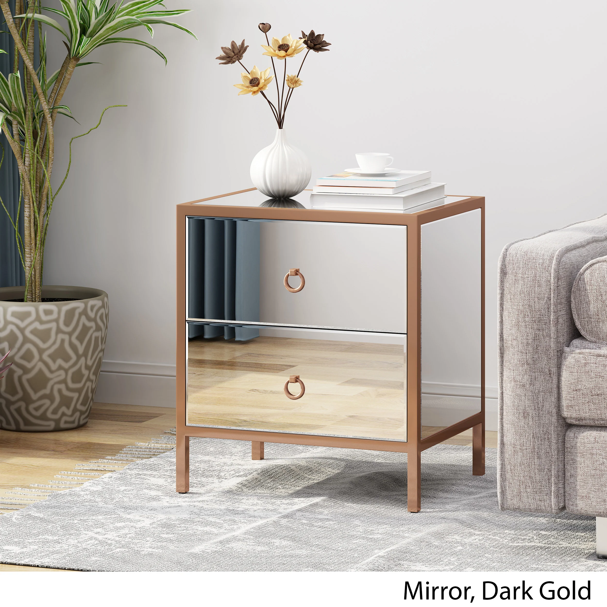 Renee Glam Mirrored 2 Drawer Cabinet - furnishings