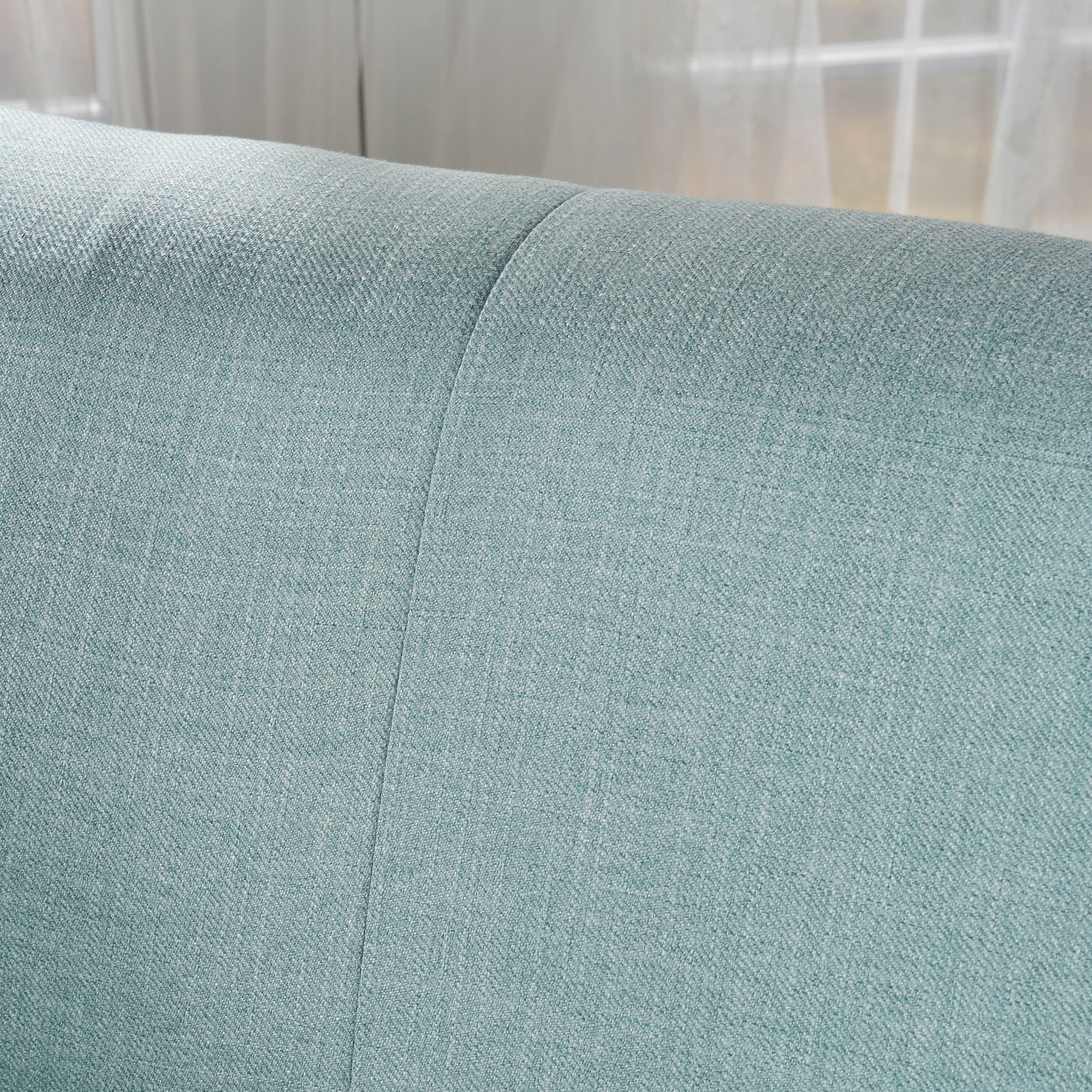 Jasper Mid-Century Modern Fabric Upholstered Shell Loveseat w/ Channel Stitching - furnishings
