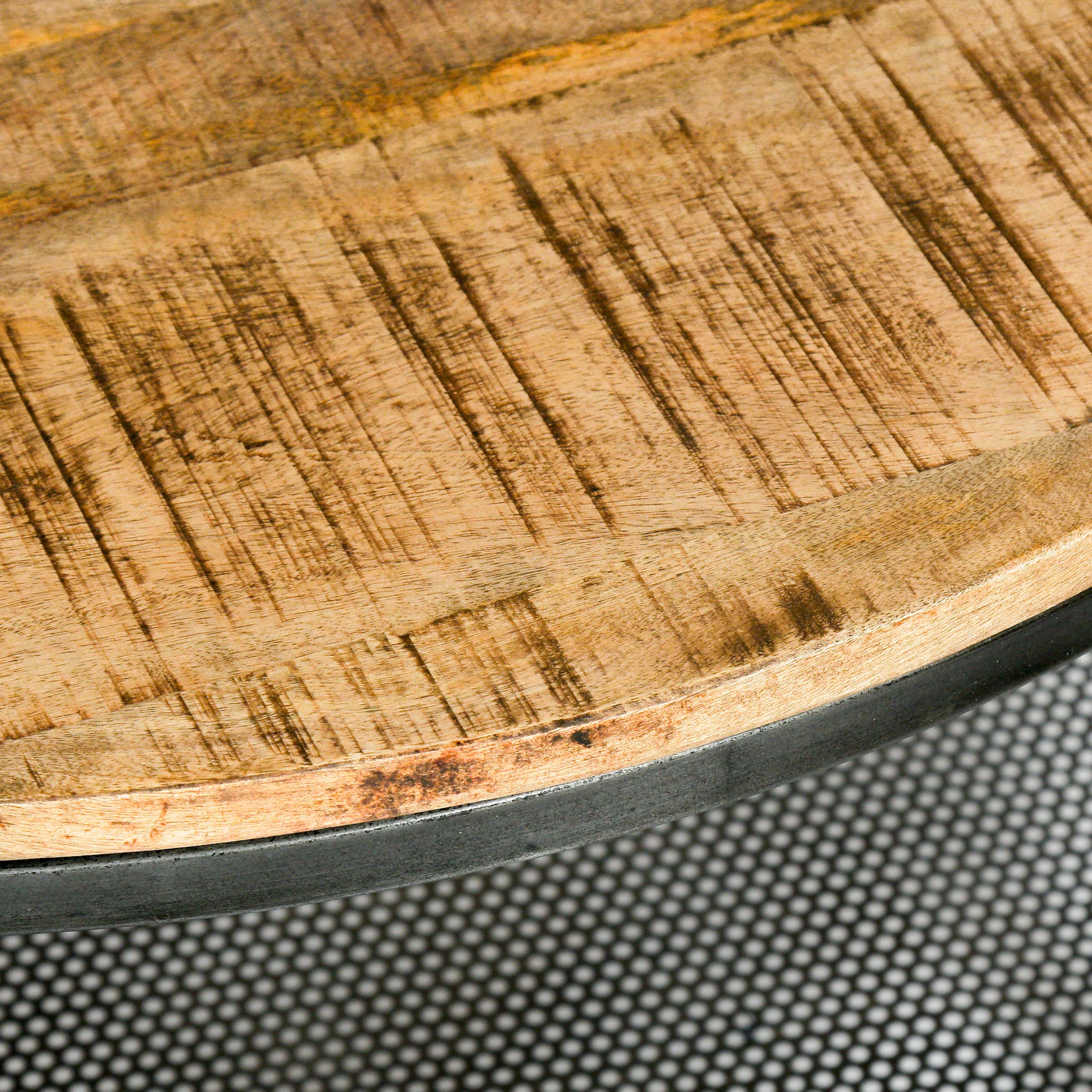 Senia Modern Industrial Handcrafted Mango Wood Coffee Table, Natural and Black - furnishings