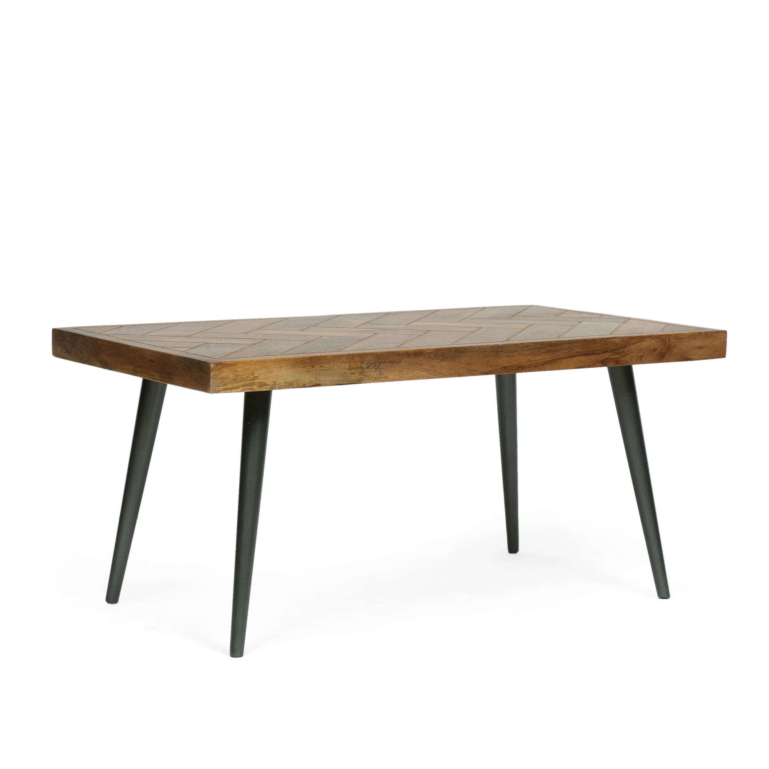 Tilton Boho Handcrafted Mango Wood Parquet Coffee Table, Natural Honey and Gray - furnishings