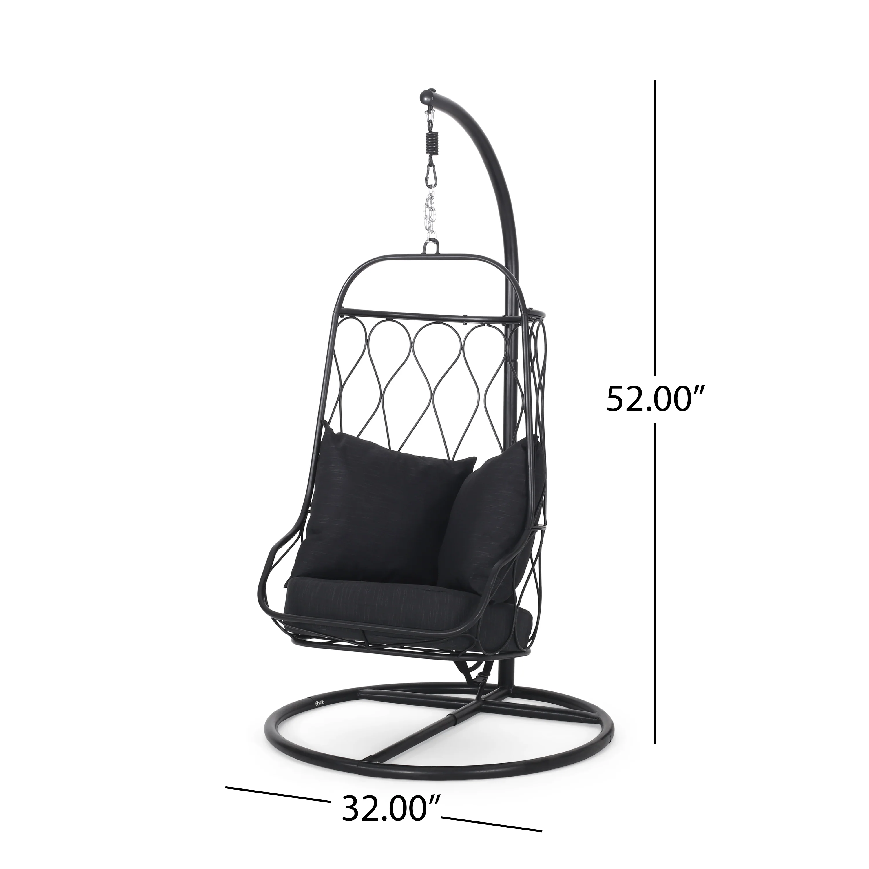 Edgell Indoor/Outdoor Hanging Chair with Stand, Black - furnishings