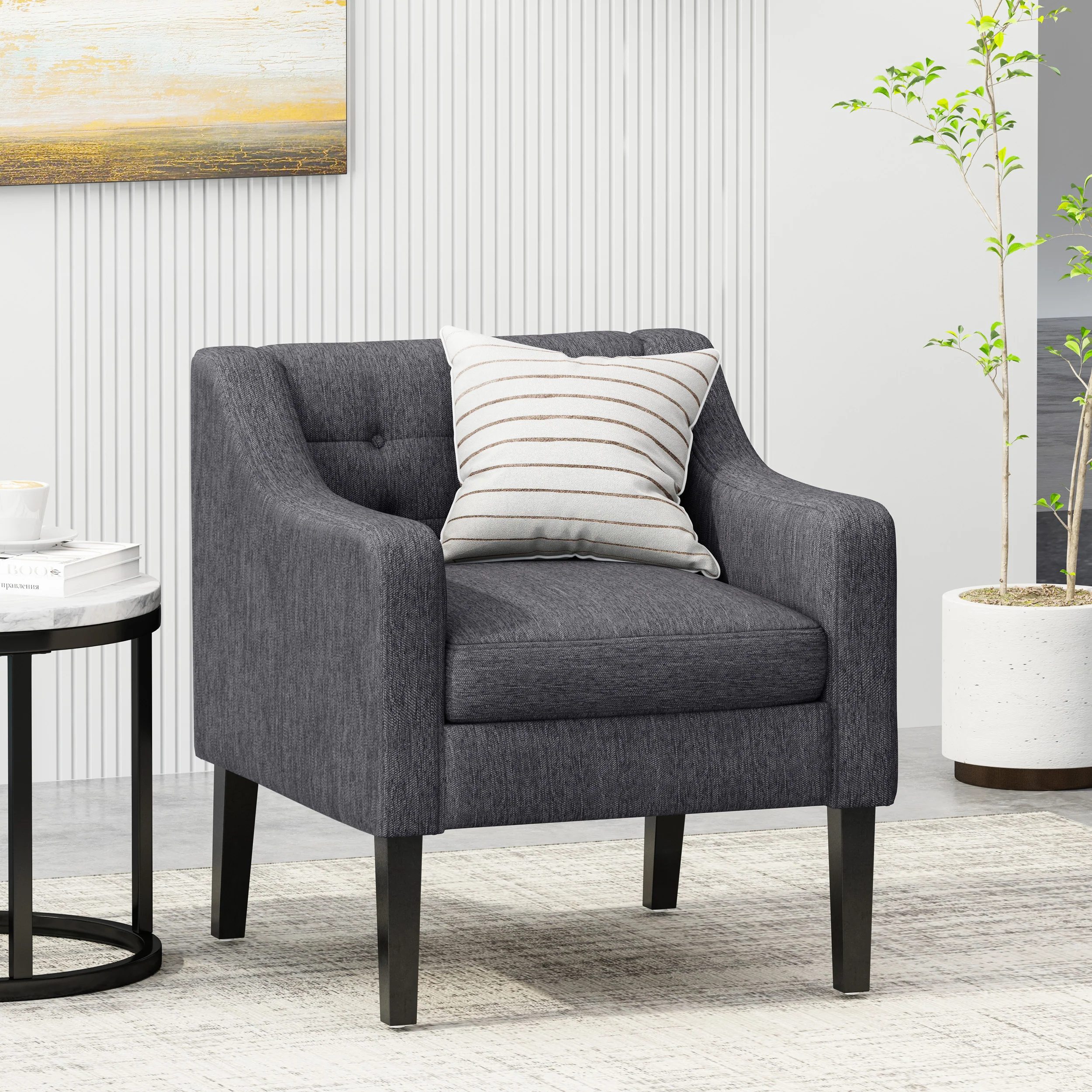 Aragon Contemporary Fabric Tufted Accent Chair - furnishings