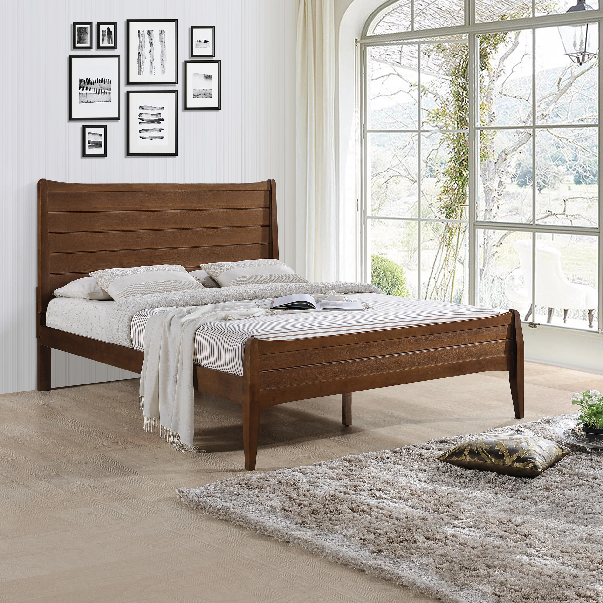 Lakshana Rustic Wooden Queen Platform Bed - furnishings
