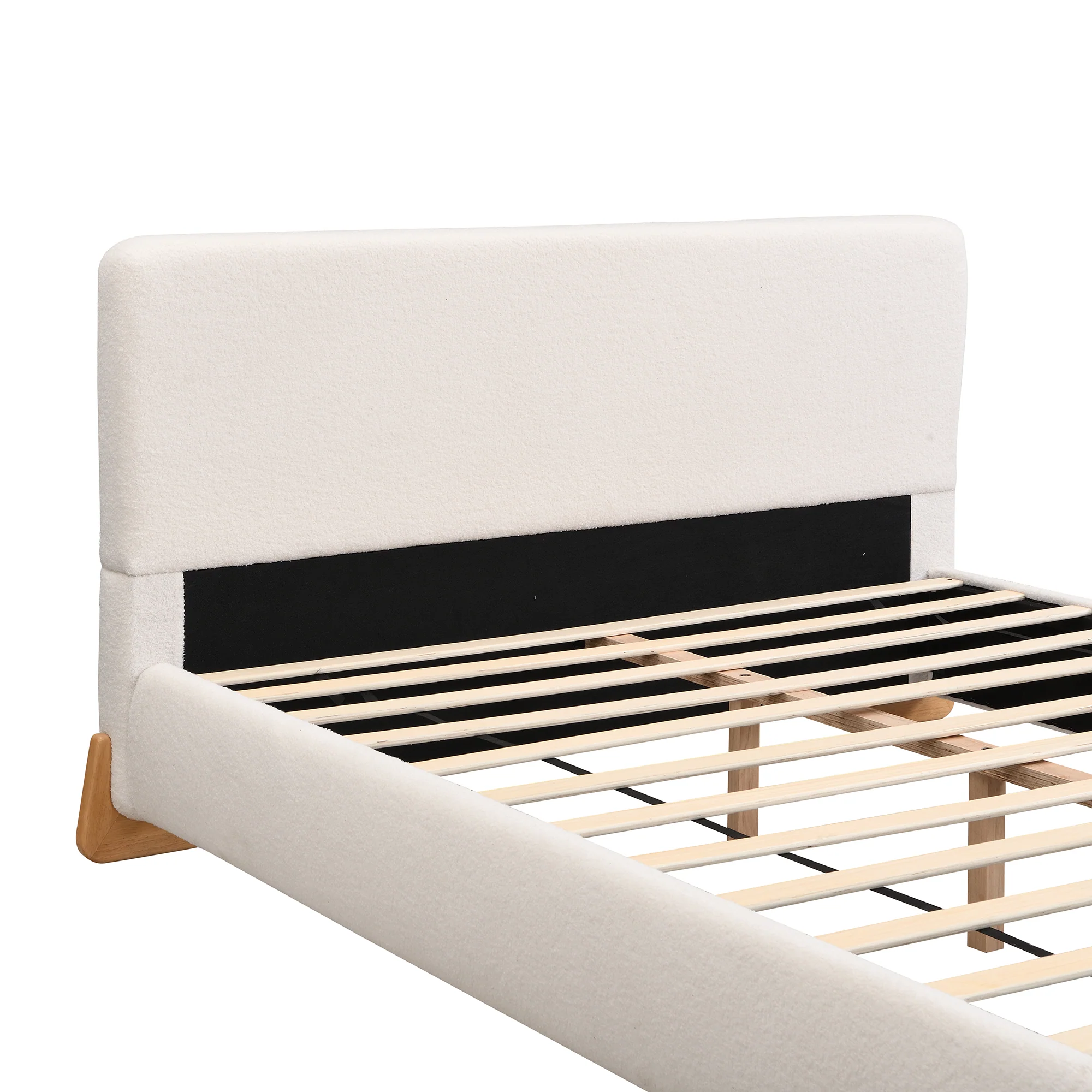 Eryndor Modern Upholstered Boucle Platform Bed with Headboard, Wood - furnishings