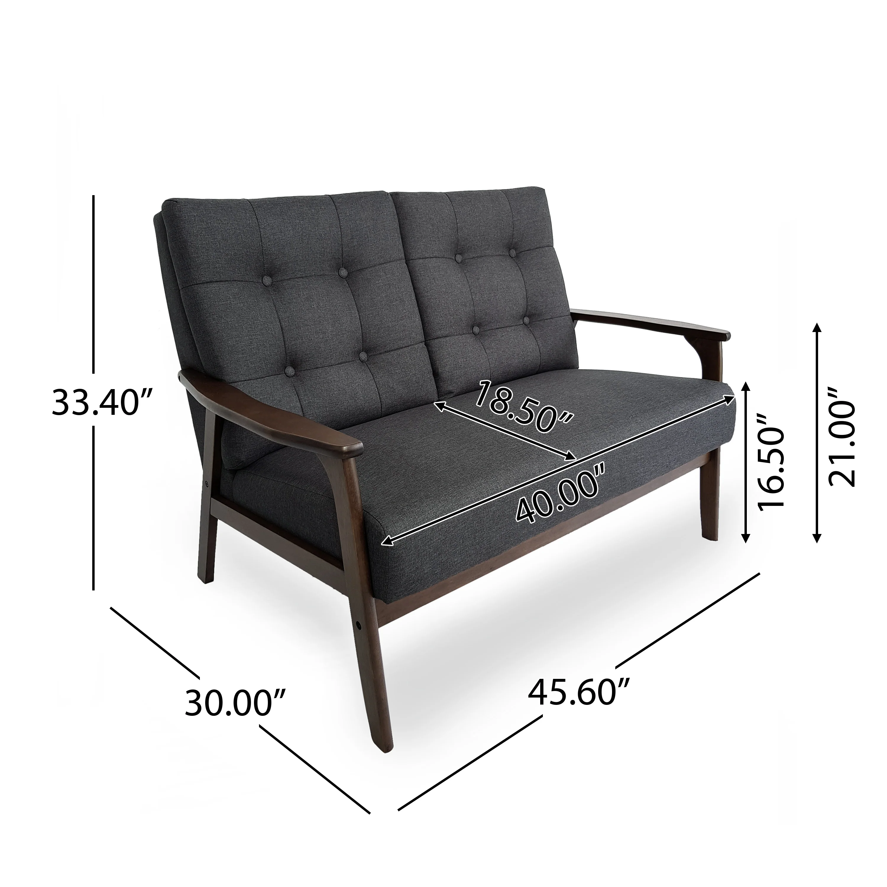 Maureen Mid-Century Modern 3-Piece Fabric Chairs & Love Seat Living Room Set - furnishings