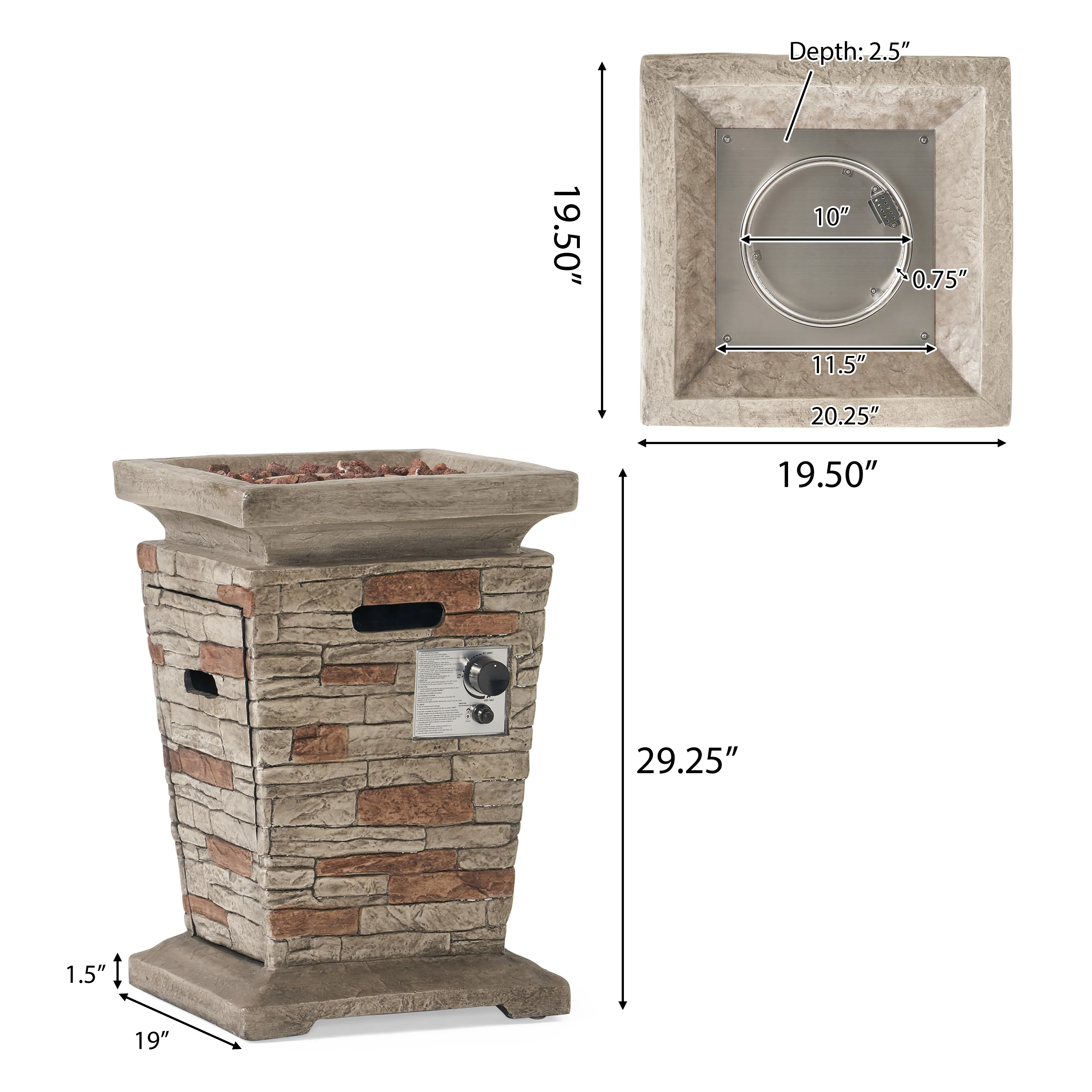 Coldwater Outdoor 19-inch Liquid Propane Fire Column - furnishings