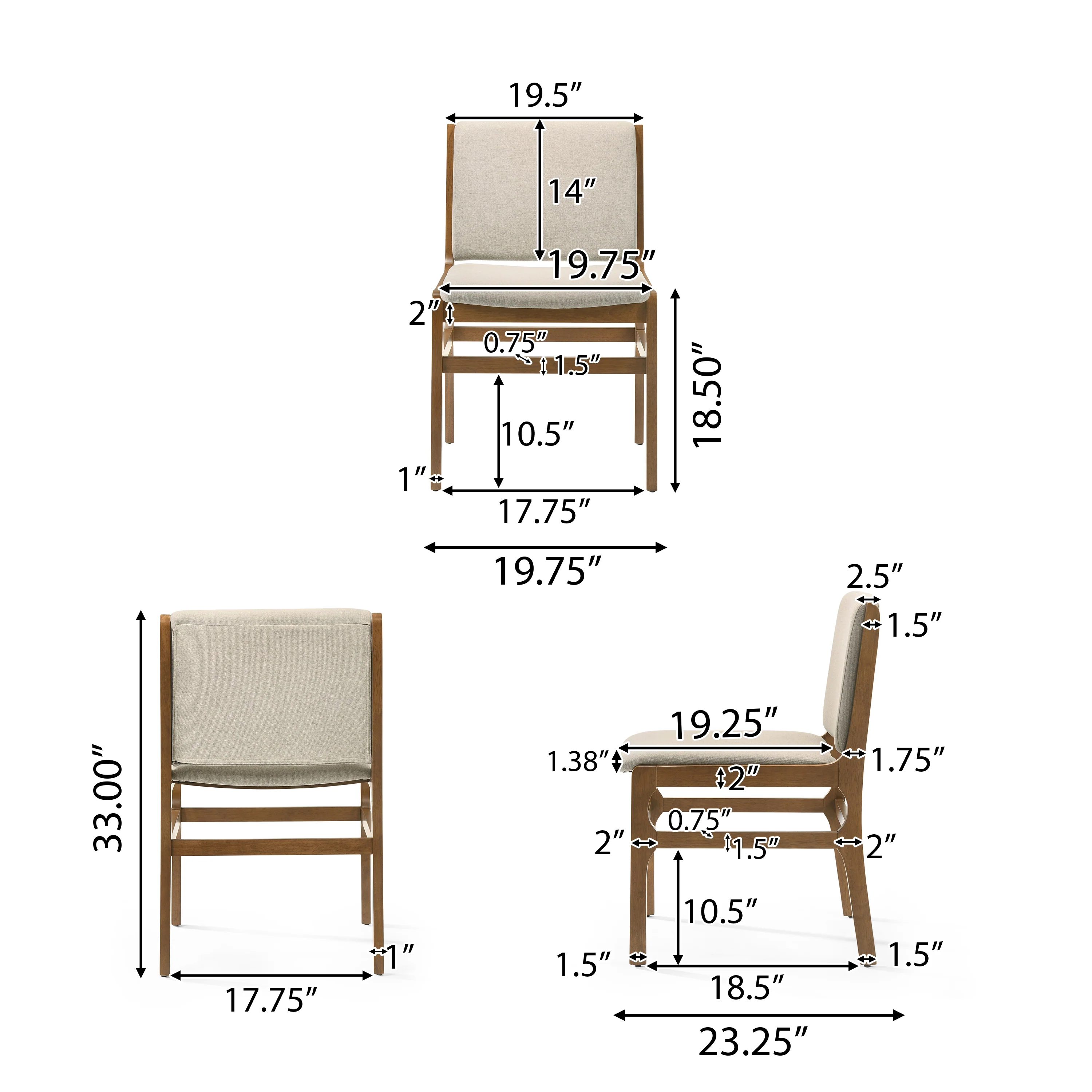 Galtin Contemporary Fabric Upholstered Wood Dining Chairs, Set of 6 - furnishings