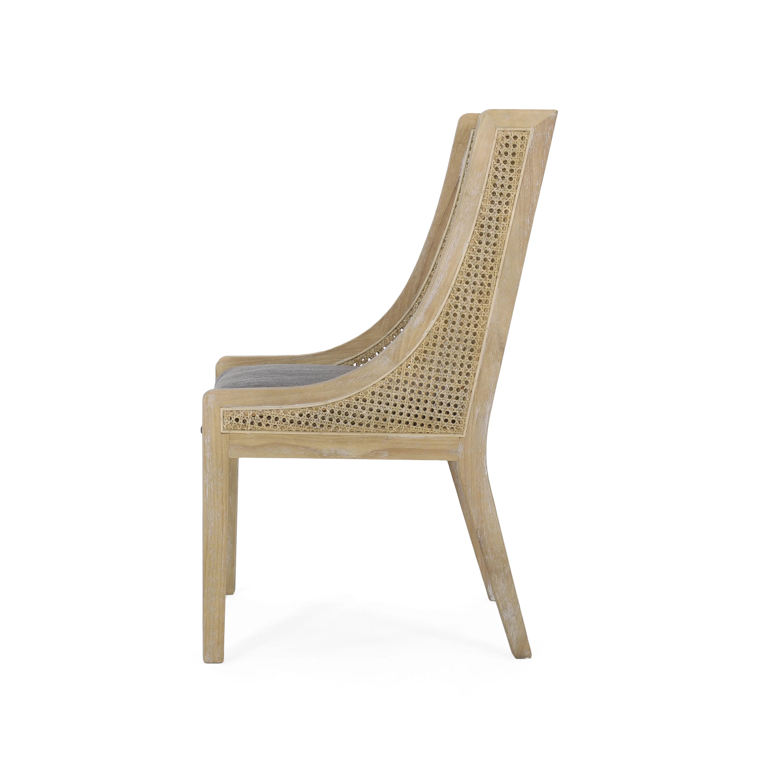 Wendell Rustic Cane and Wood Upholstered Dining Chairs, Set of 2 - furnishings