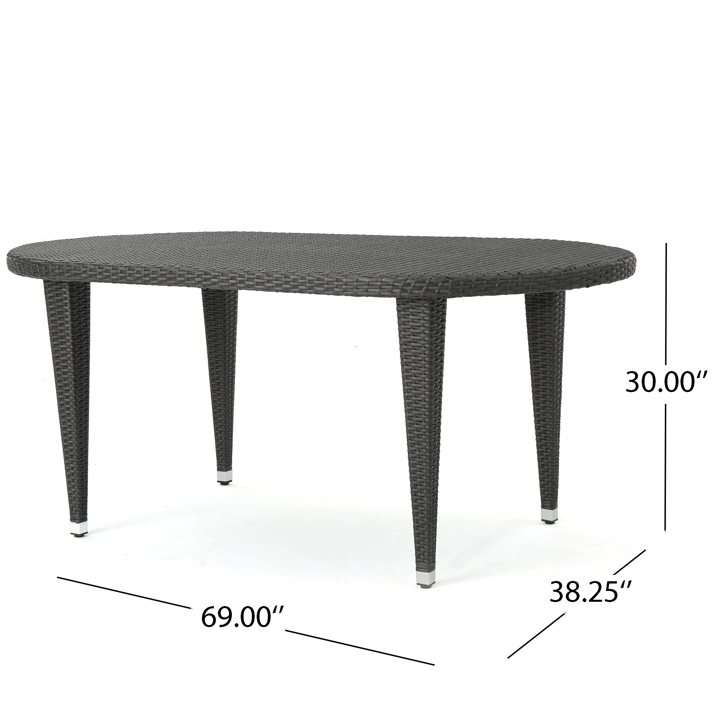 Haywood Outdoor 7 Piece Wicker Dining Set, Grey - furnishings