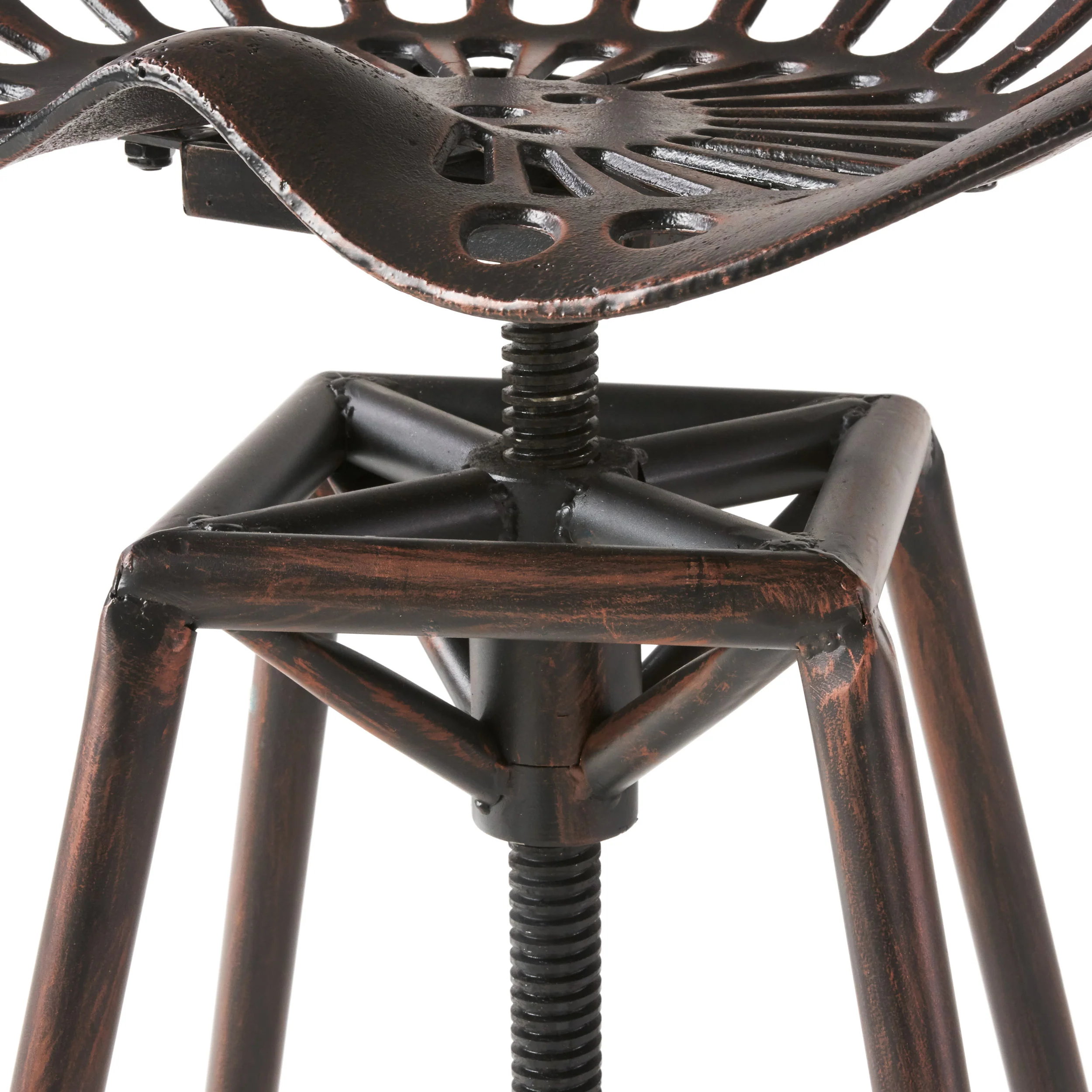 Charlie Industrial Metal Design Tractor Seat Adjustable Bar Stool (Black Brushed Copper) - furnishings