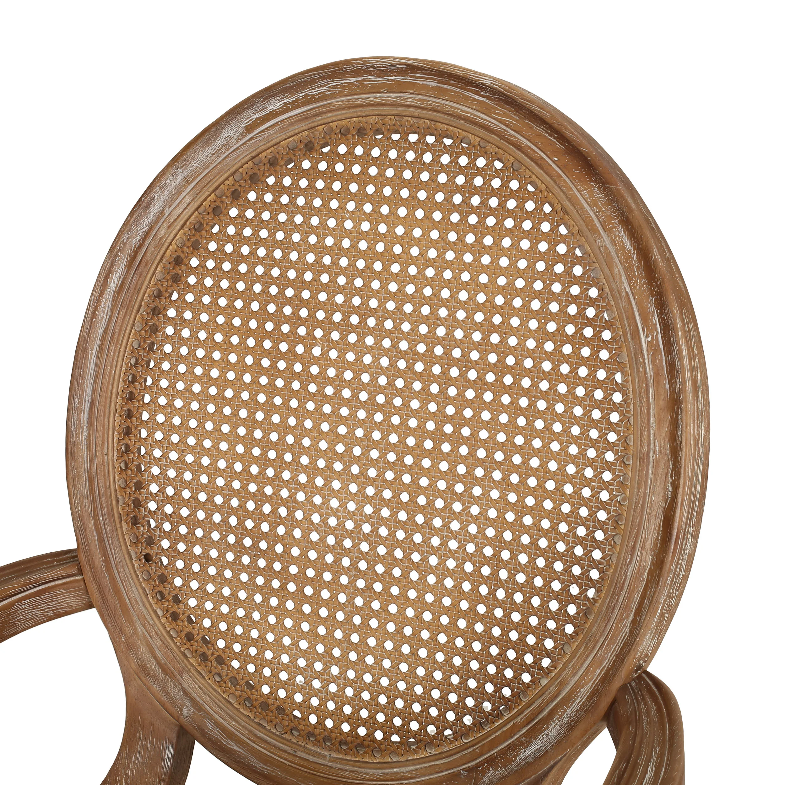 Bryan French Country Fabric Upholstered Wood and Cane 5 Piece Circular Dining Set - furnishings