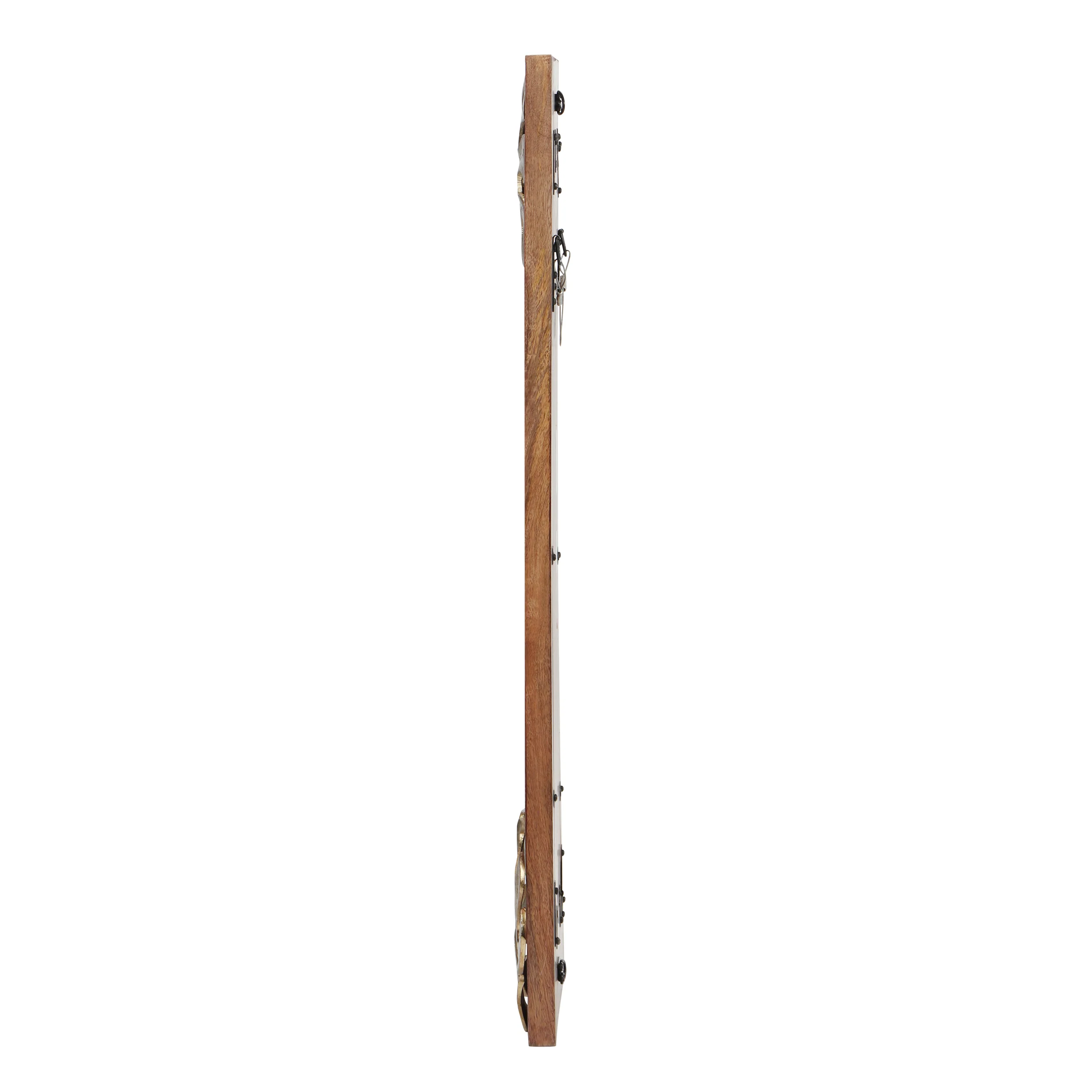 Greenler Boho Handcrafted Rectangular Mango Wood Wall Mirror, Natural and Antique Gold - furnishings