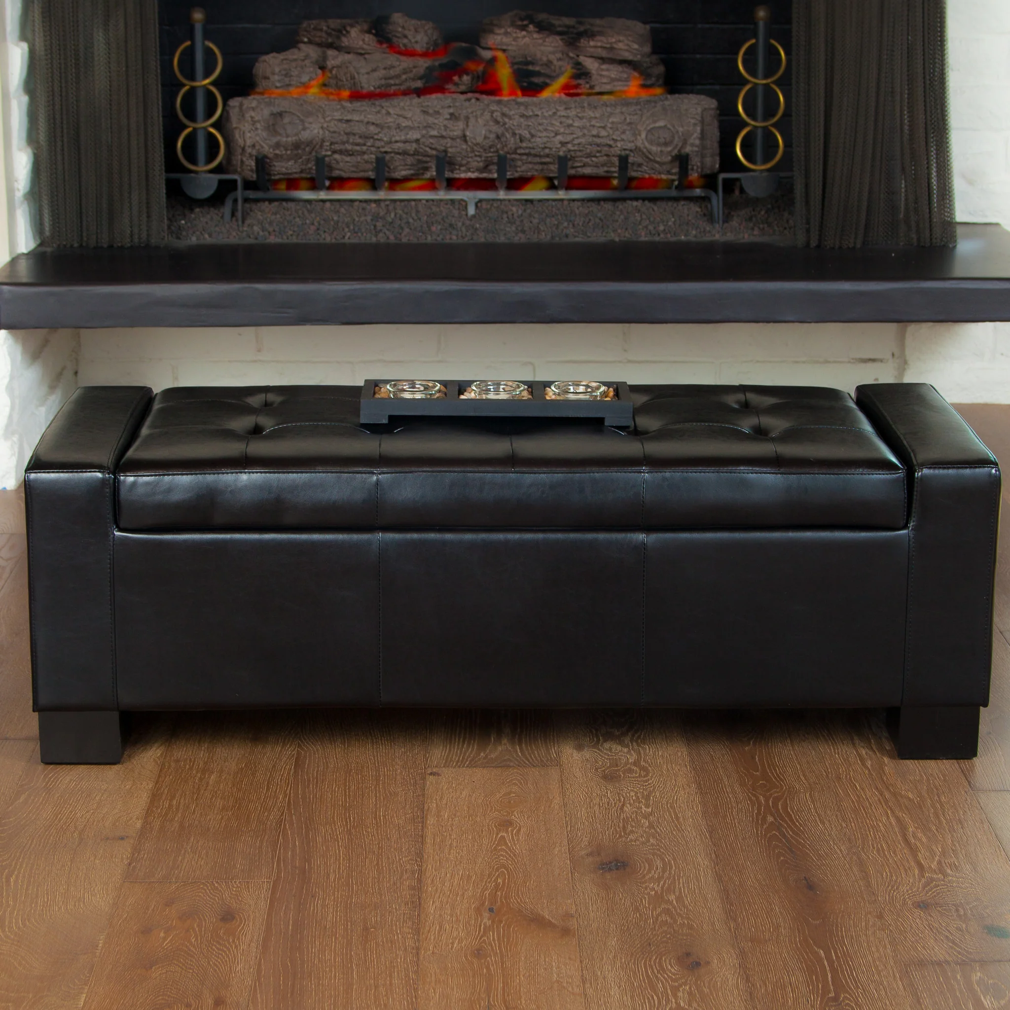 Rothwell Contemporary Tufted Bonded Leather Storage Ottoman Bench - furnishings