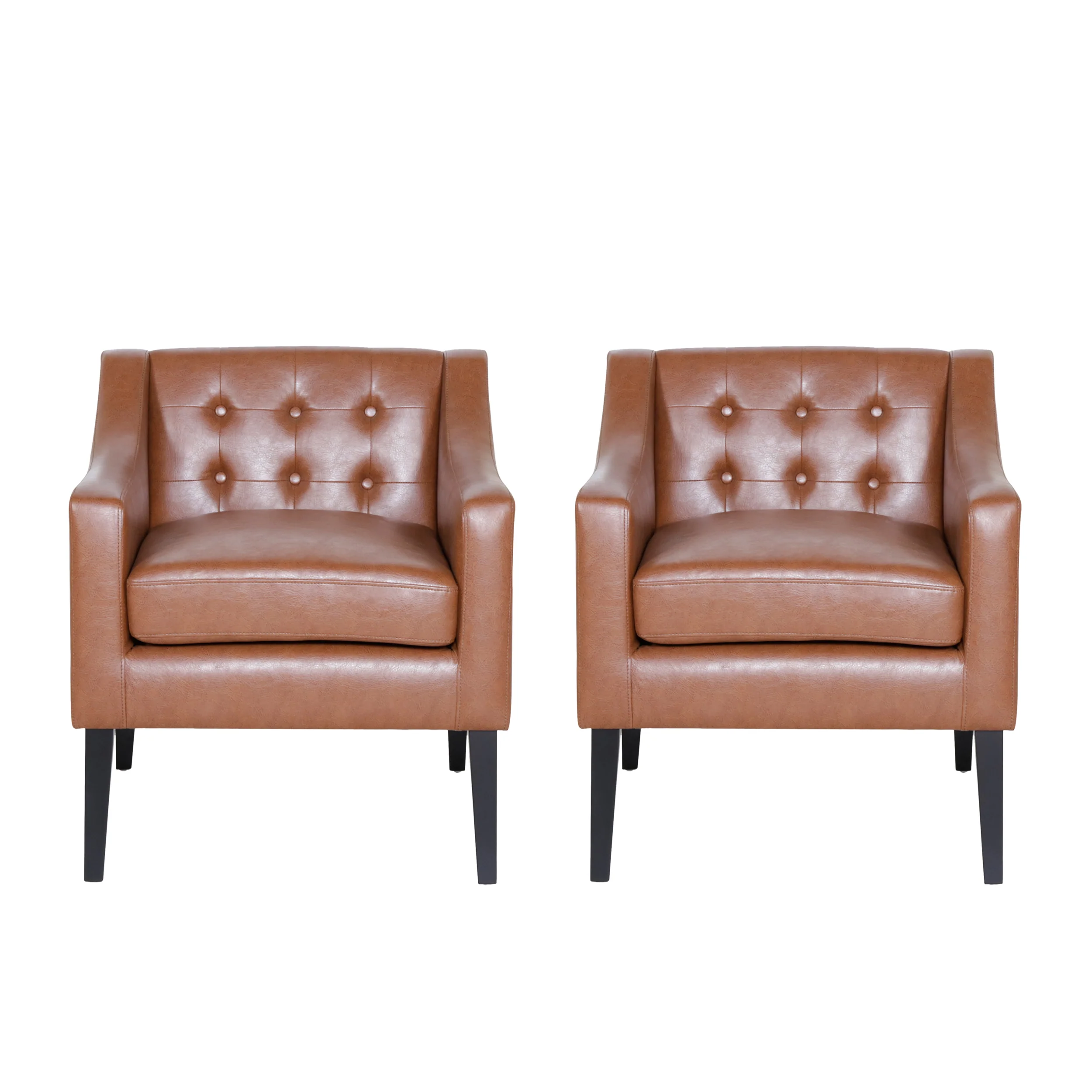 Aragon Contemporary Faux Leather Tufted Accent Chairs, Set of 2 - furnishings
