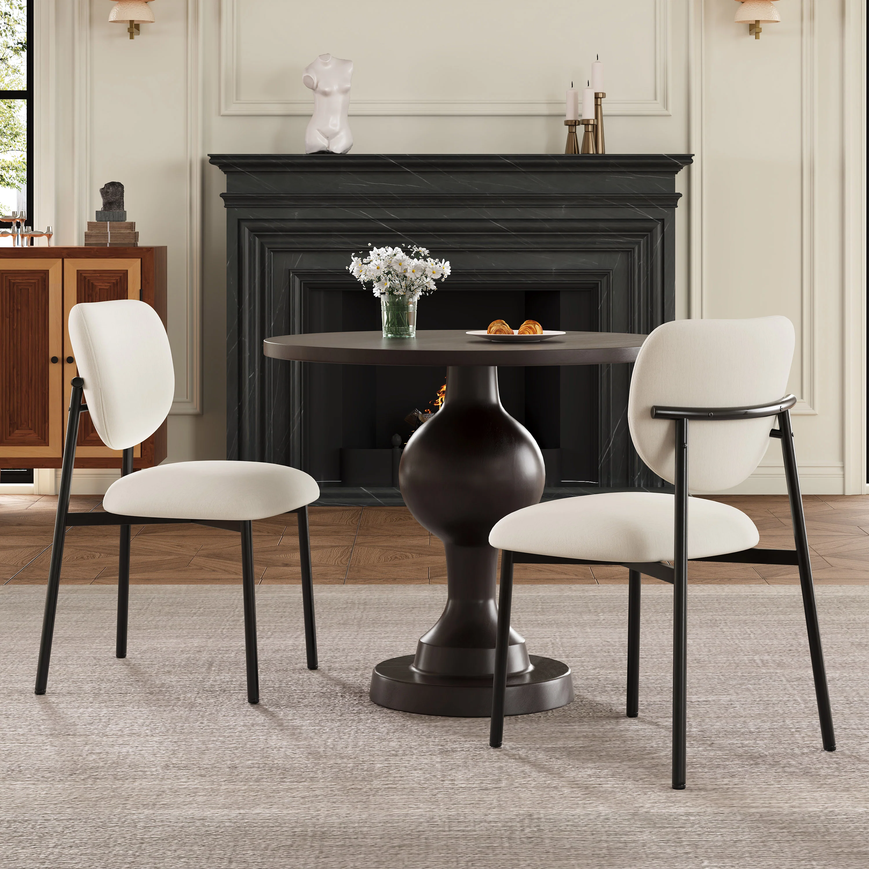 Wionell Upholstered Luxury Beige Dining Chairs, Set of 2 - furnishings