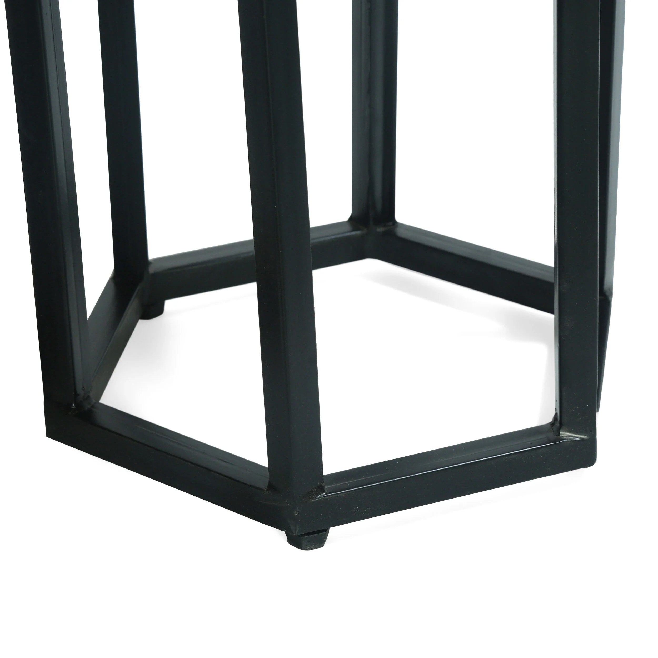 Yantic Modern Industrial Handcrafted Mango Wood Nested Side Tables (Set of 3), Natural and Black - furnishings