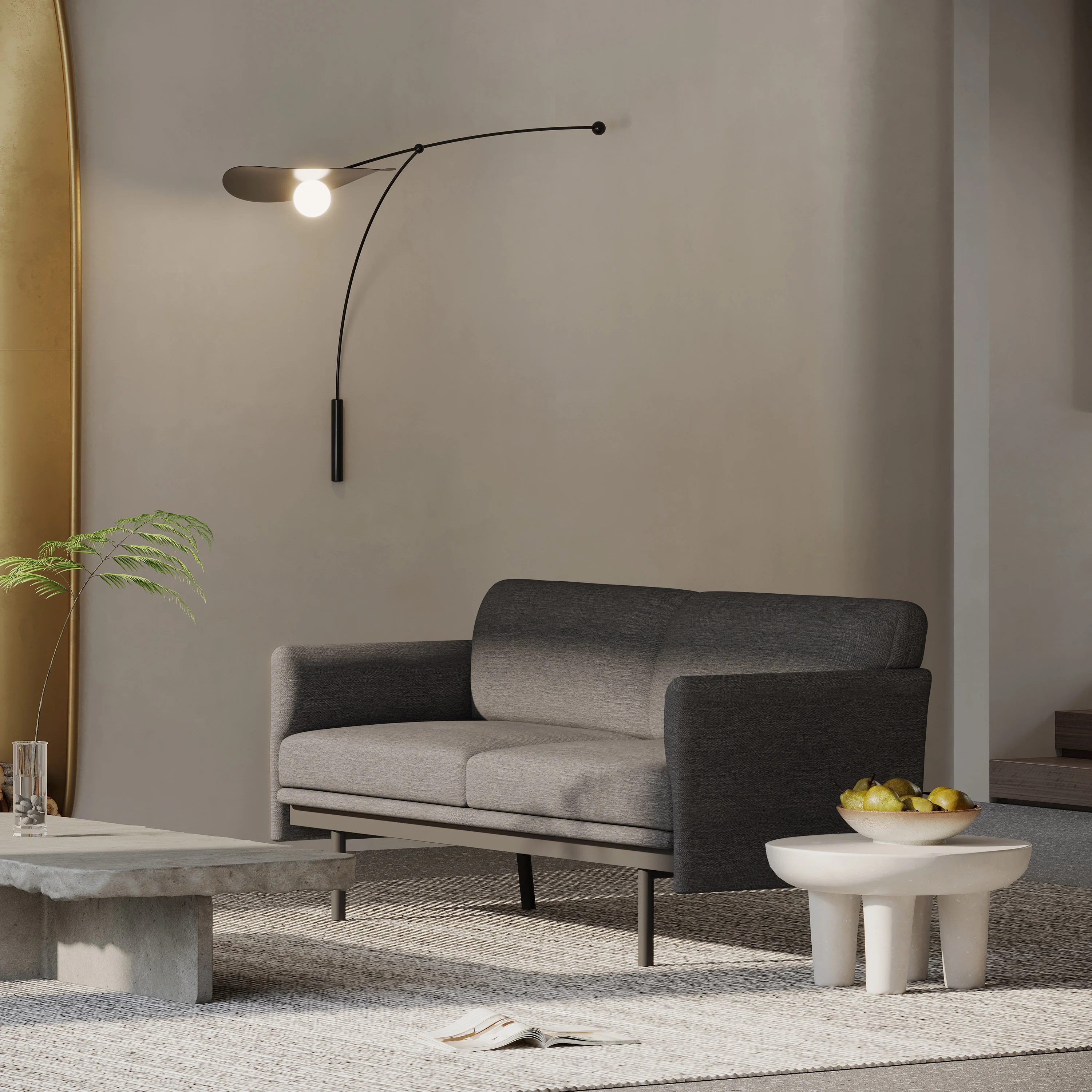Mokena Contemporary Fabric Upholstered 3 Seater Sofa - furnishings