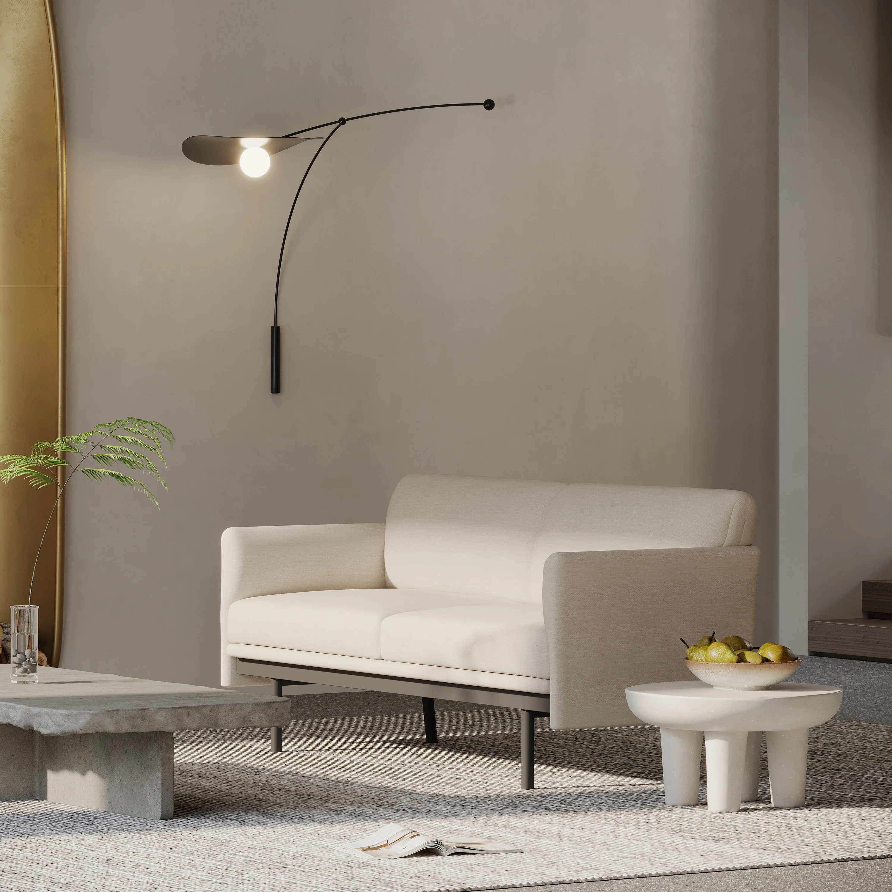 Mokena Contemporary Fabric Upholstered 3 Seater Sofa - furnishings