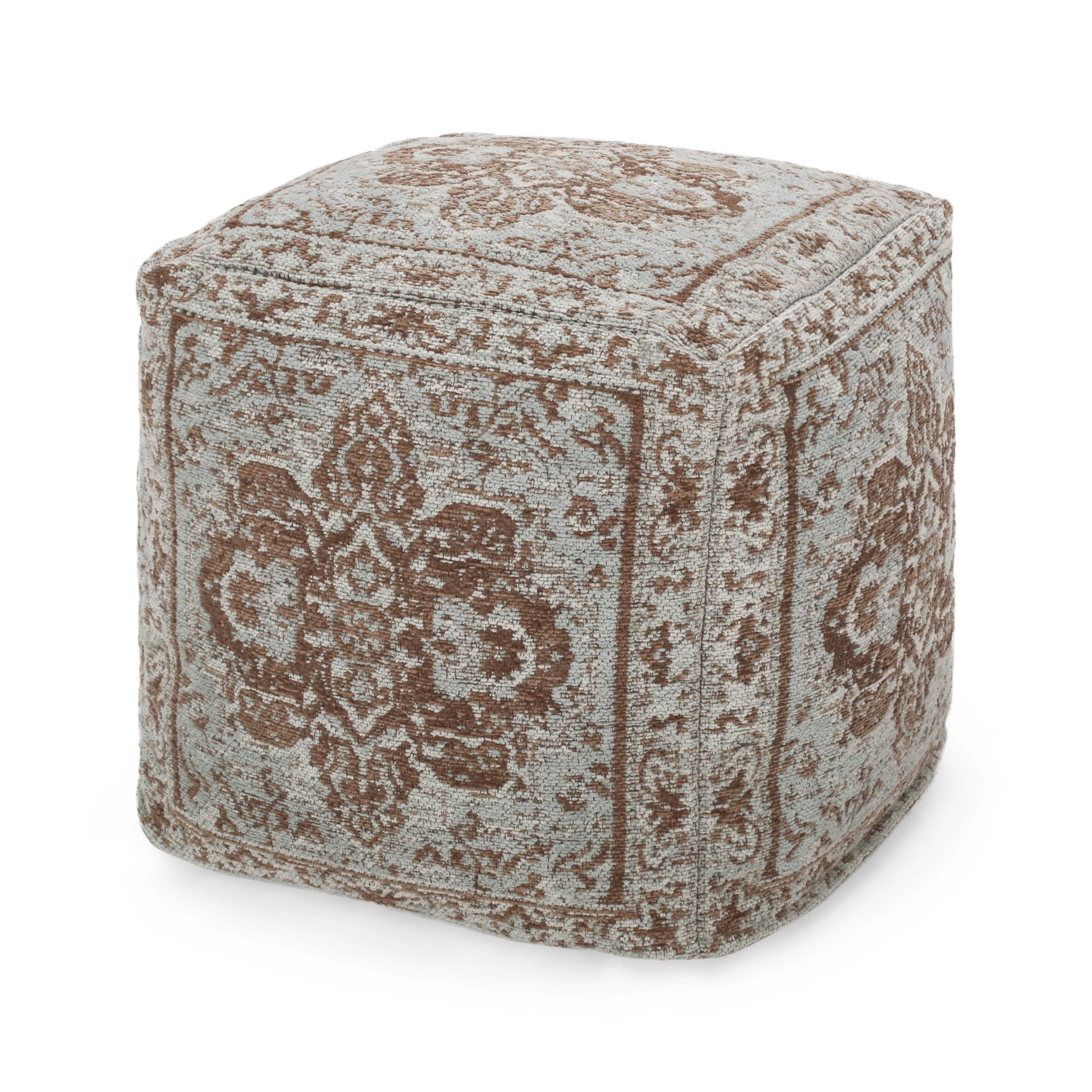 Bosco Hand Loomed Fabric Cube Pouf - furnishings
