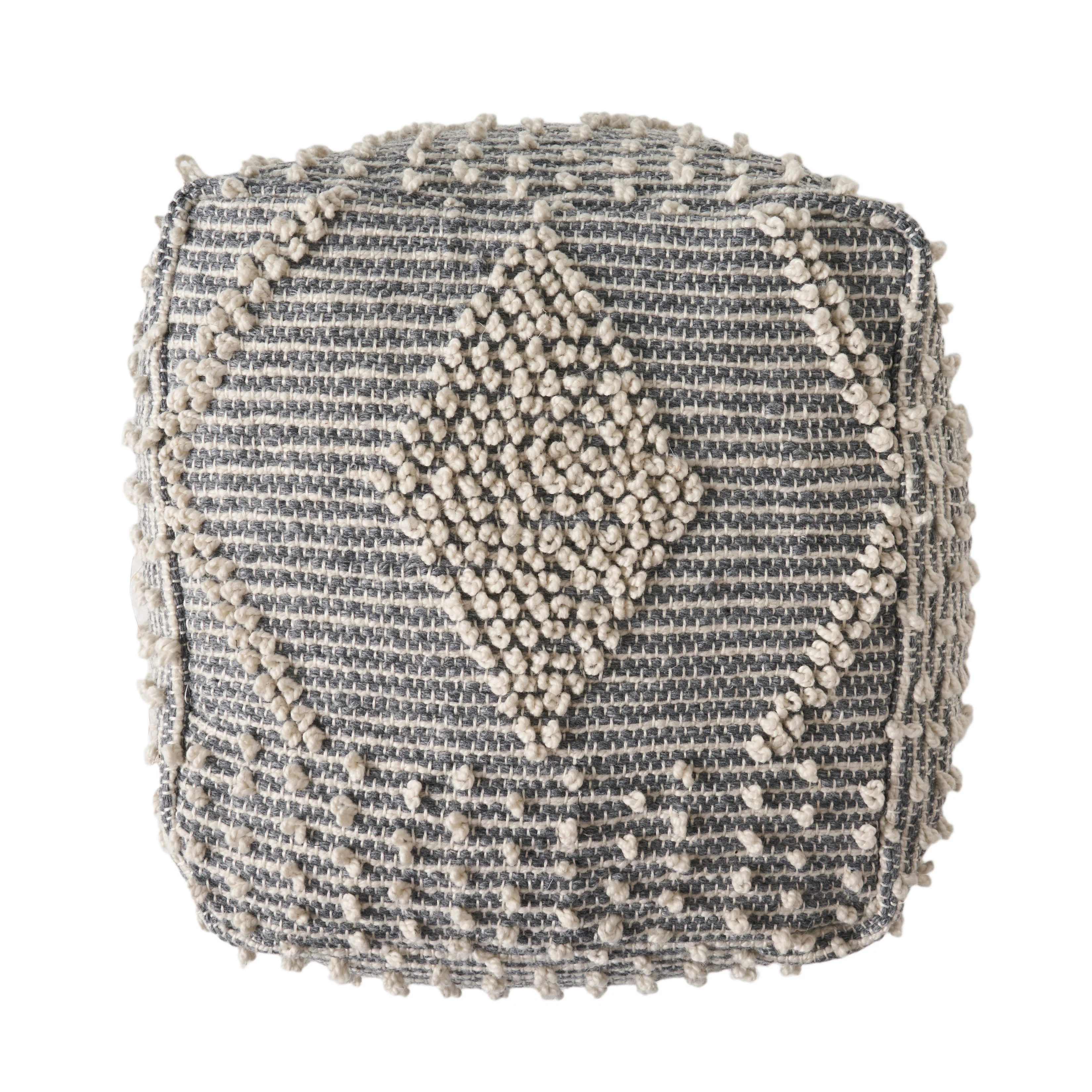 Dereka Contemporary Handcrafted Faux Yarn Pouf - furnishings
