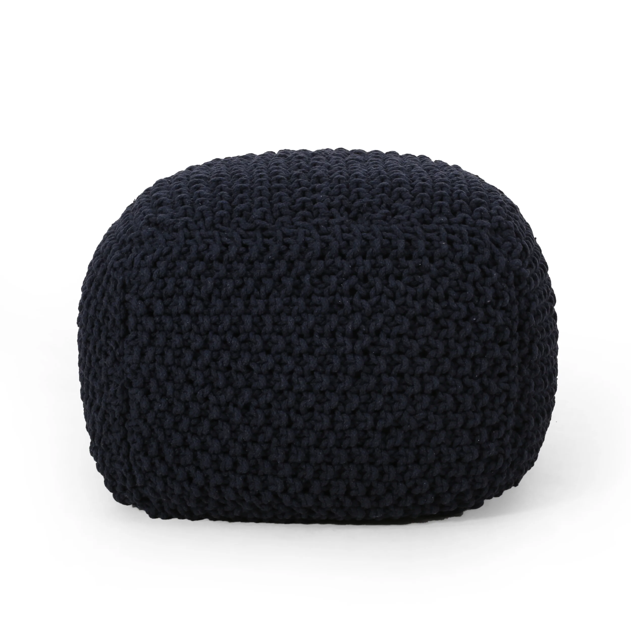 Teresa Modern Knitted Cotton Cube Pouf - furnishings