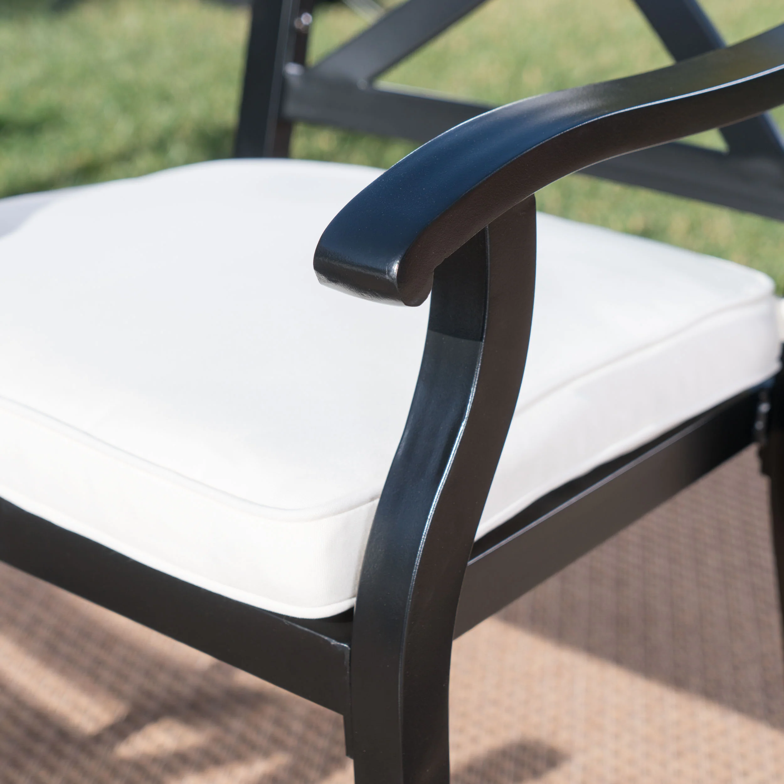 Toula Outdoor 8 Seater Acacia Wood and Cast Aluminum Dining Set with Cushions - furnishings