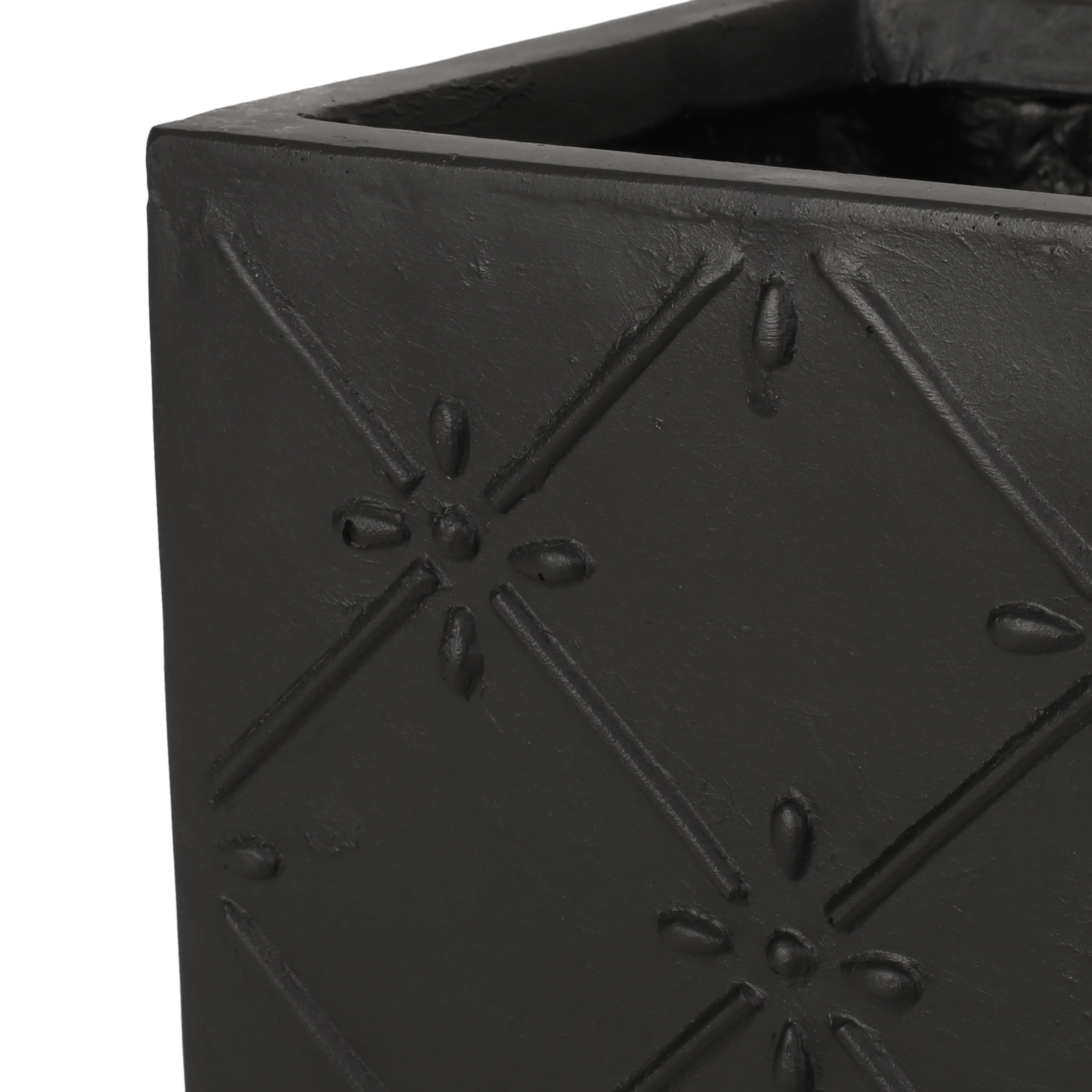 Hula Outdoor Cast Stone Small and Large Planter Set, Matte Black - furnishings