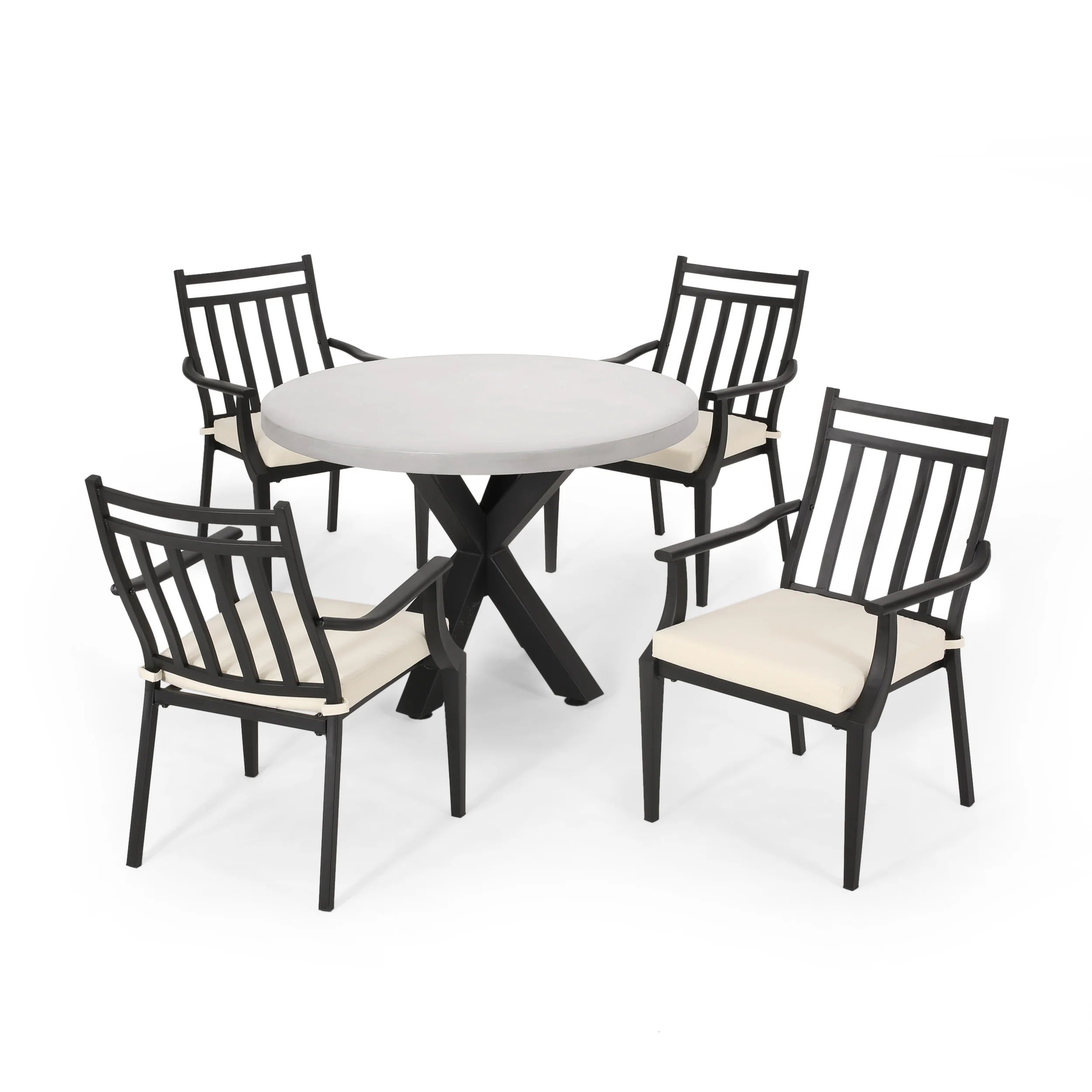 Olive Outdoor 5 Piece Dining Set with Light Weight Concrete Table - furnishings