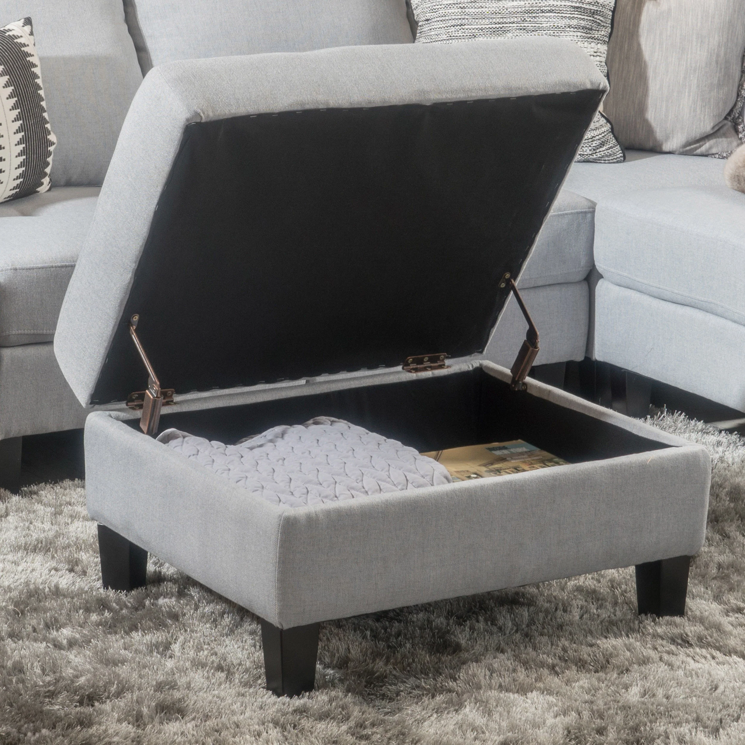 Zahra Contemporary Tufted Fabric Storage Ottoman - furnishings
