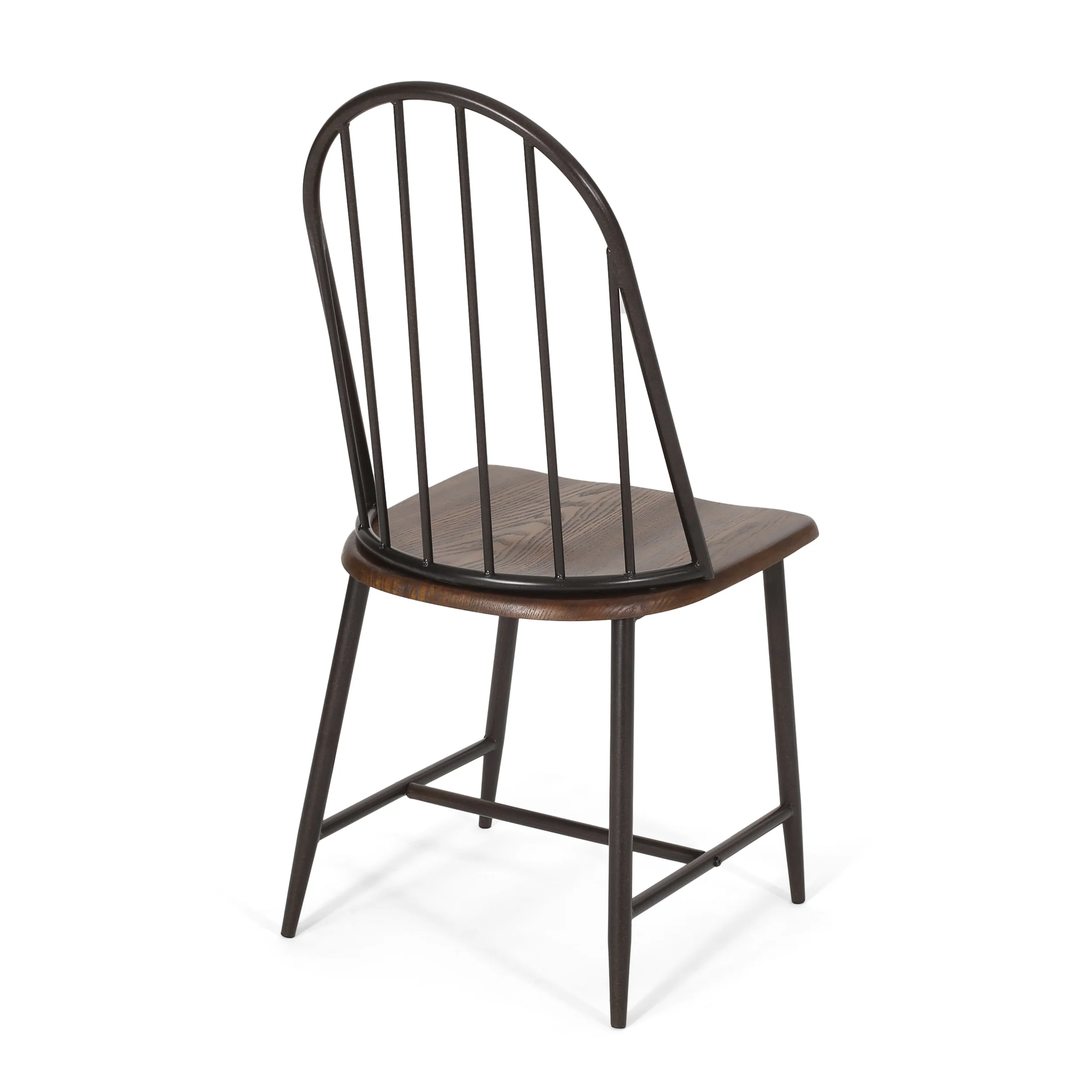 Conwell Farmhouse Spindle Back Dining Chairs, Set of 2, Dark Brown and Black - furnishings