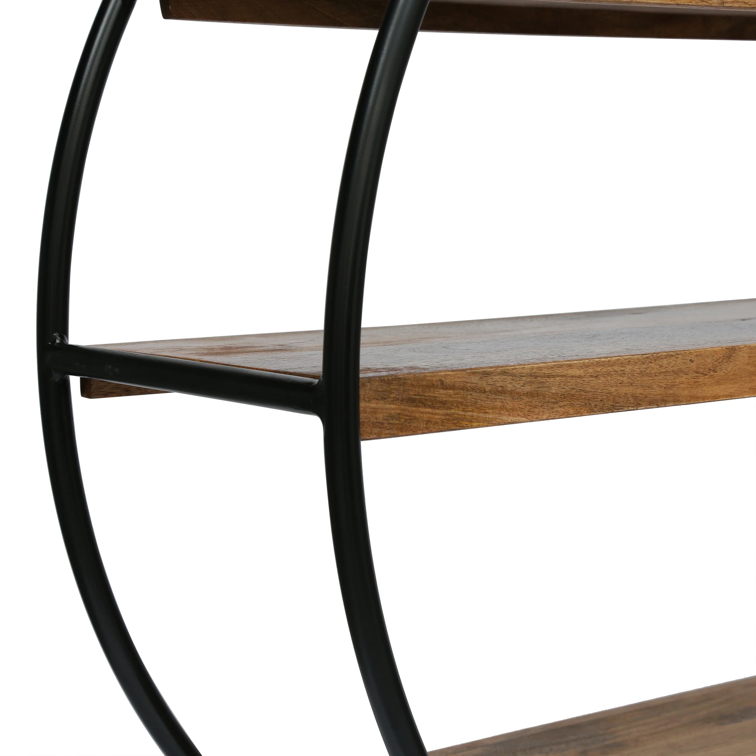 Ayres Handcrafted Industrial Circular Mango Wood Shelf - furnishings