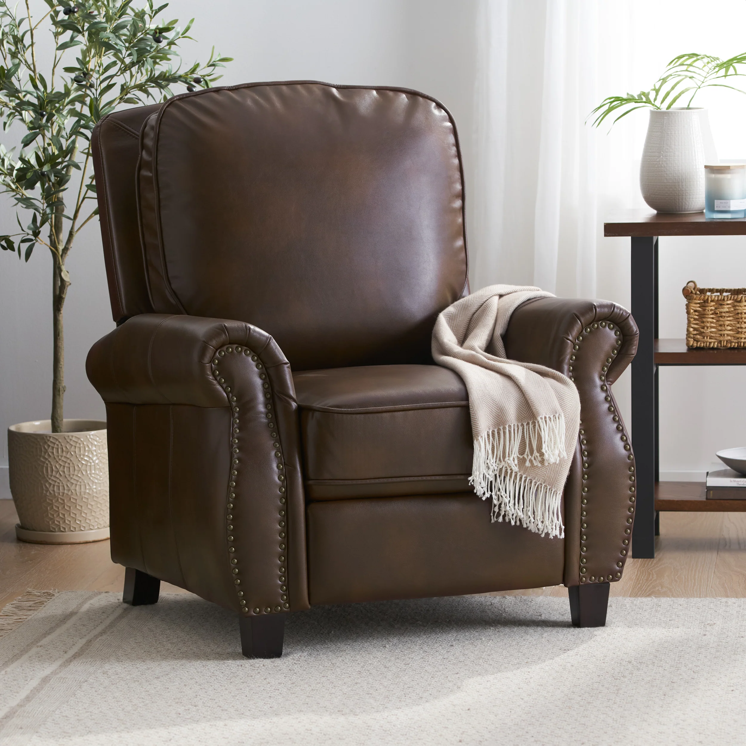 Jasmine Brown Leather Cigar Recliner - furnishings