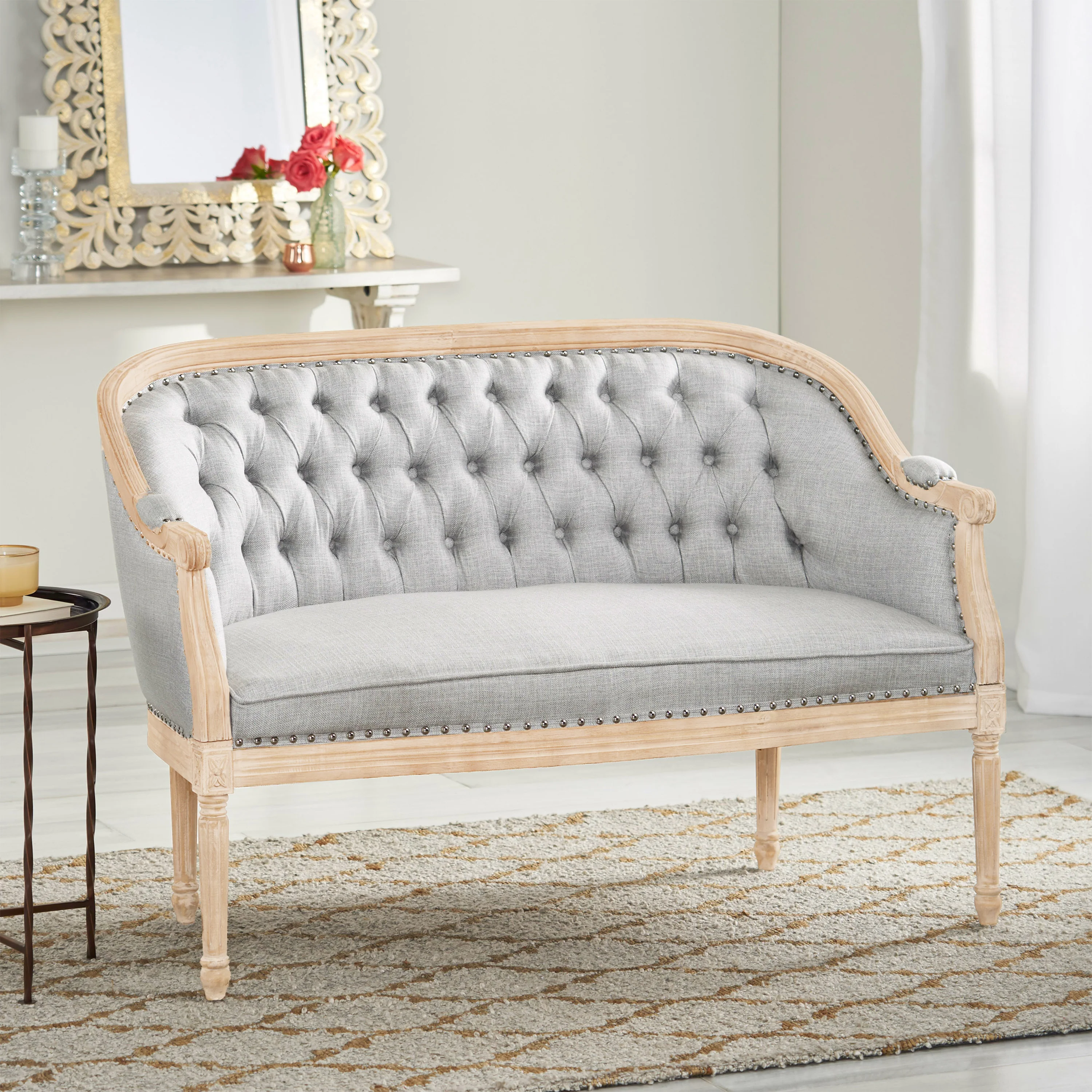 Megan Traditional Tufted Upholstered Loveseat - furnishings