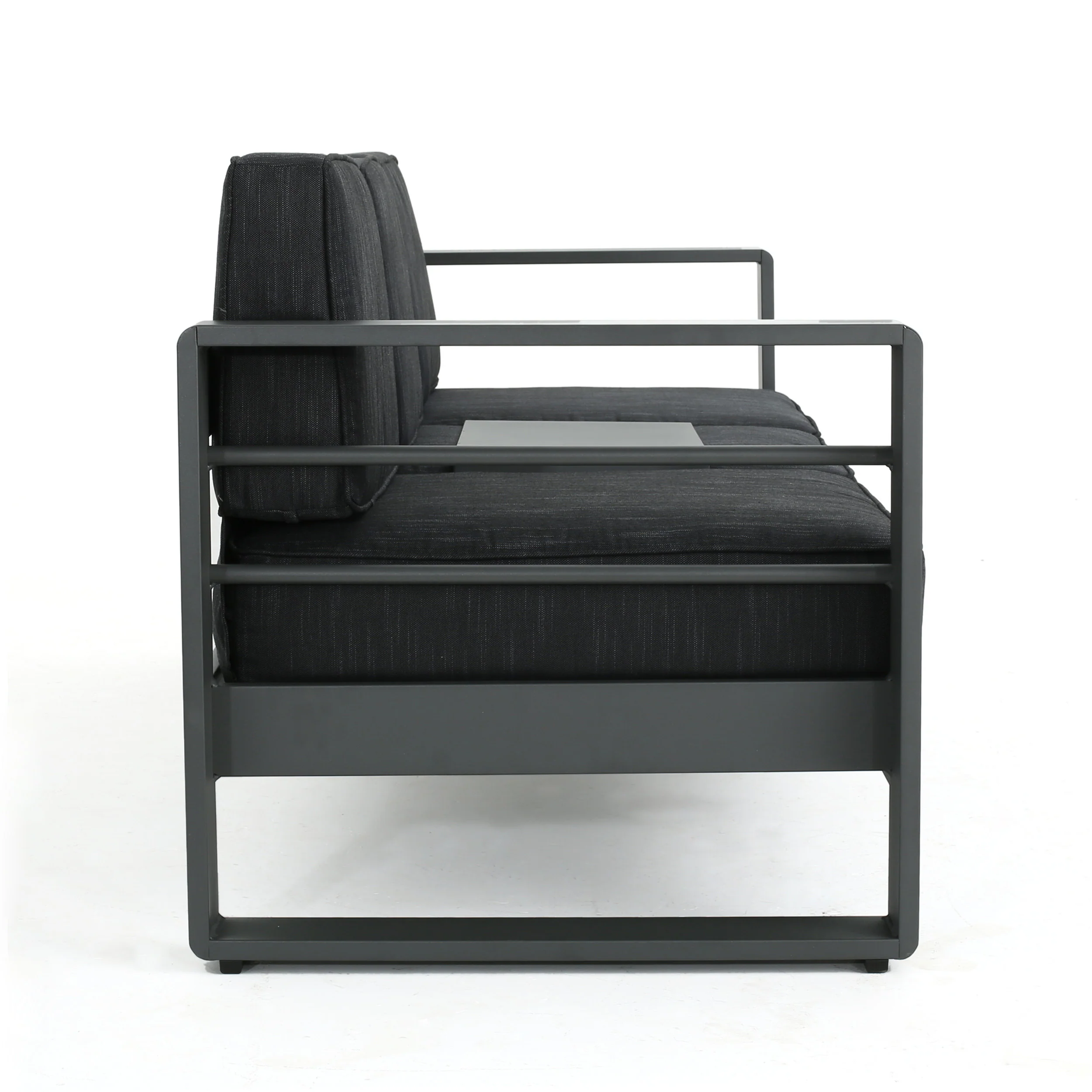 Coral Bay Outdoor Gray Aluminum 7 Piece Sofa Chat Set with Fire Table - furnishings