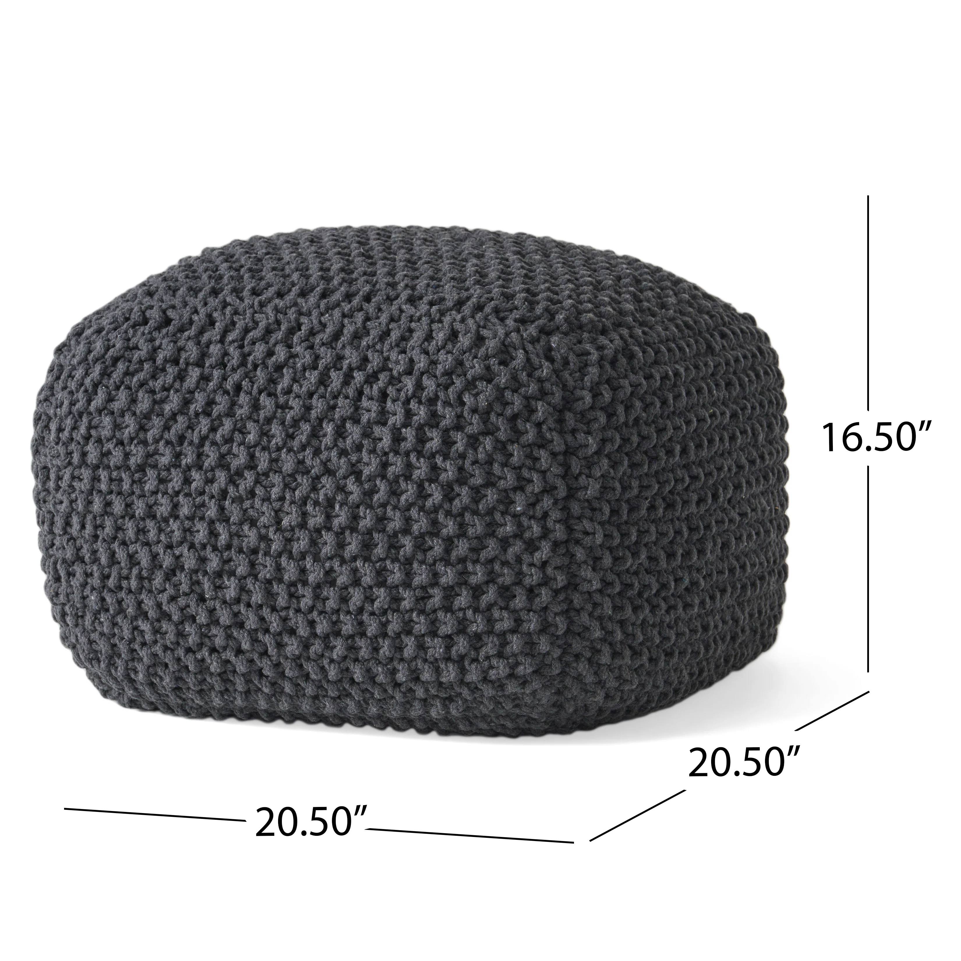 Teresa Modern Knitted Cotton Cube Pouf - furnishings