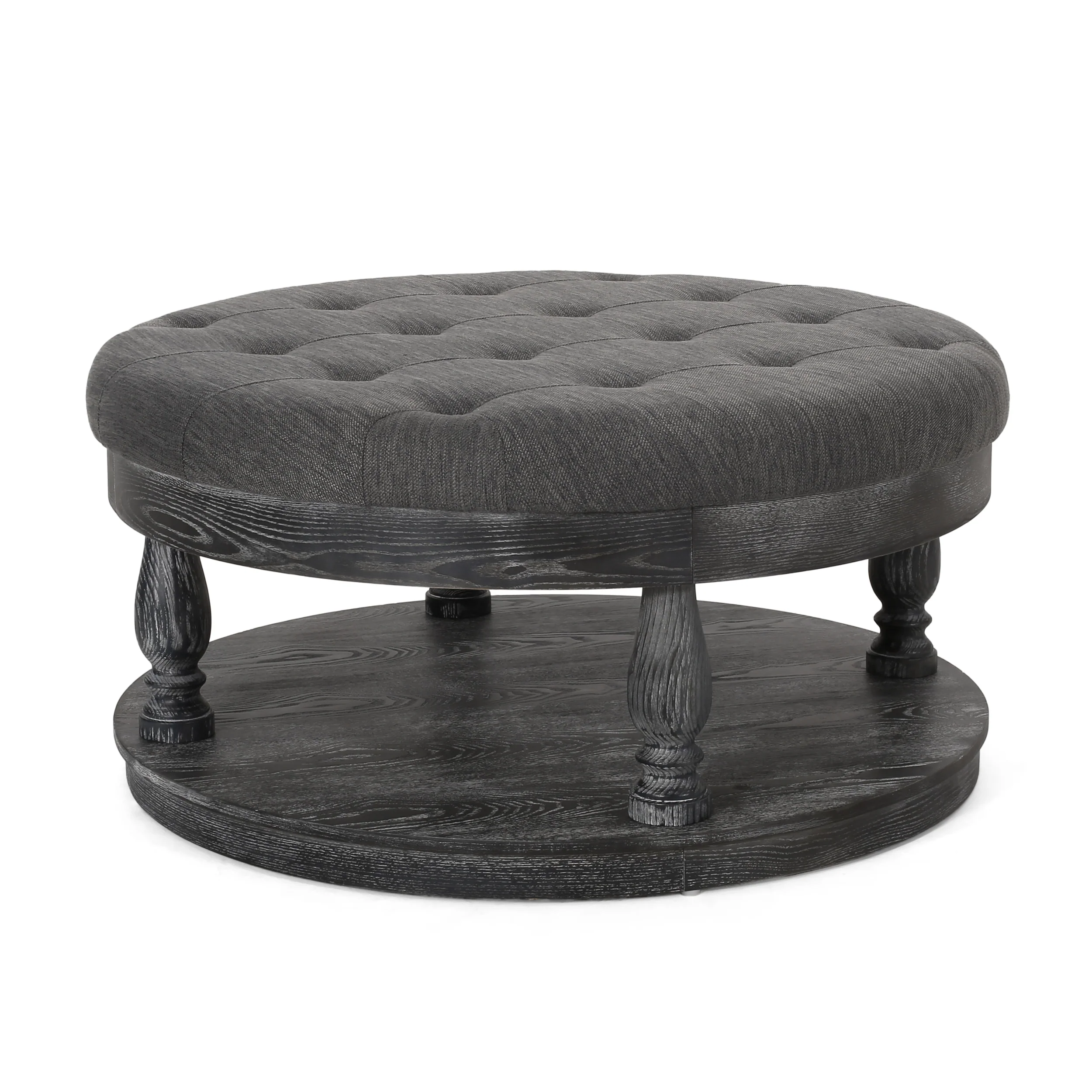 Andrue Contemporary Upholstered Round Ottoman - furnishings