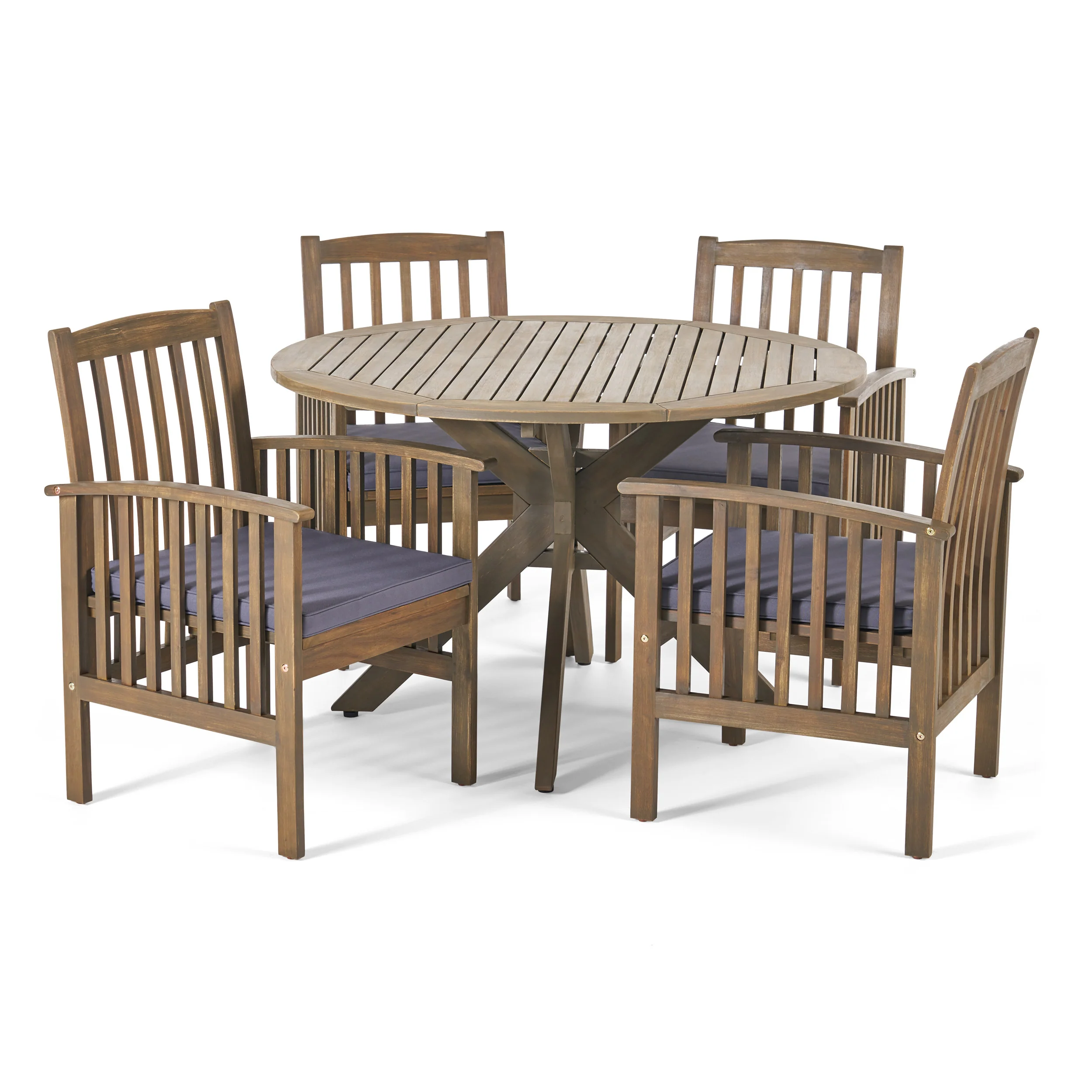 Phoenix Outdoor Acacia 4-Seater Dining Set with Cushions and 47